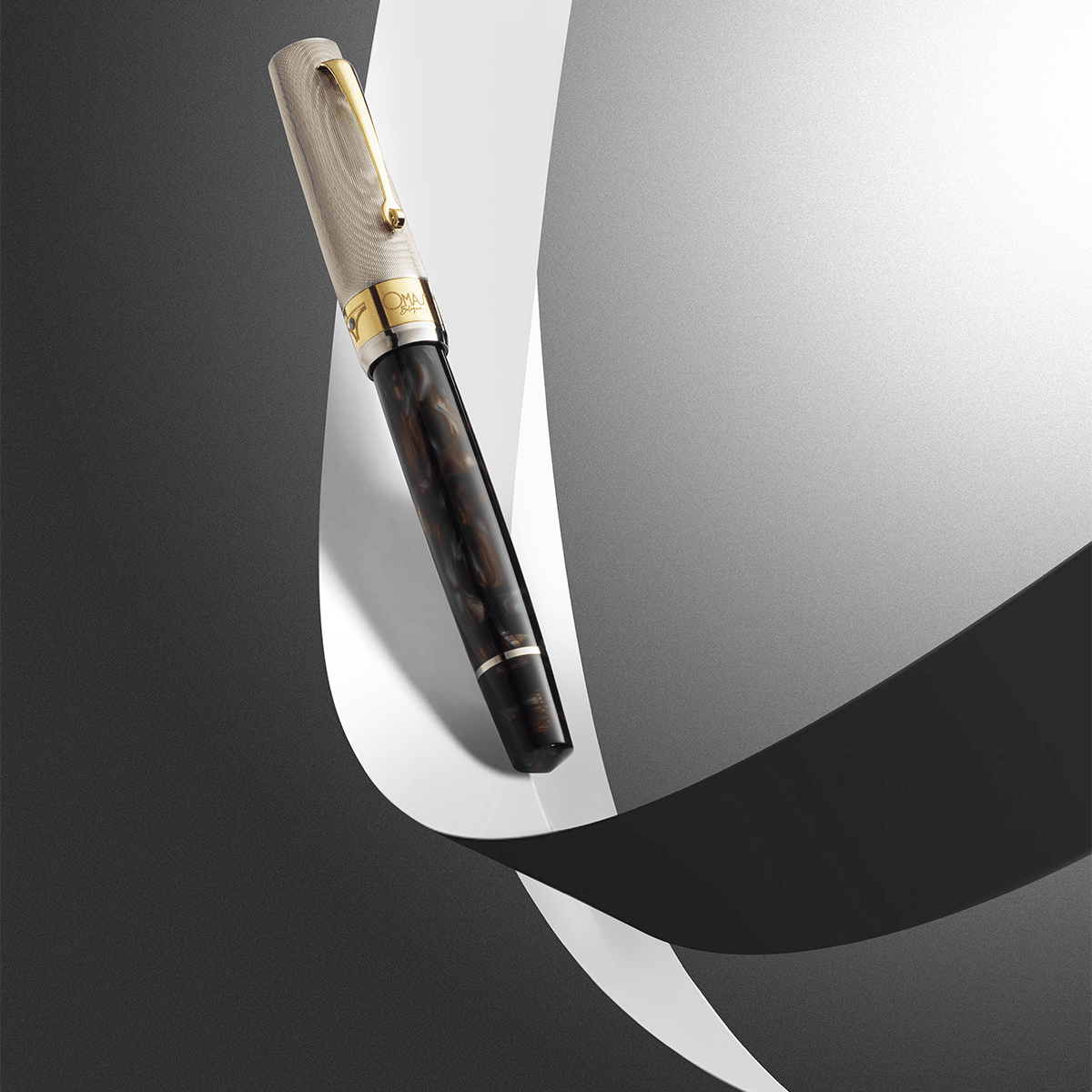 Omas Bologna Fountain Pen - Galassia Argento - Gold Trim (Limited Edition) - Pen Boutique Ltd