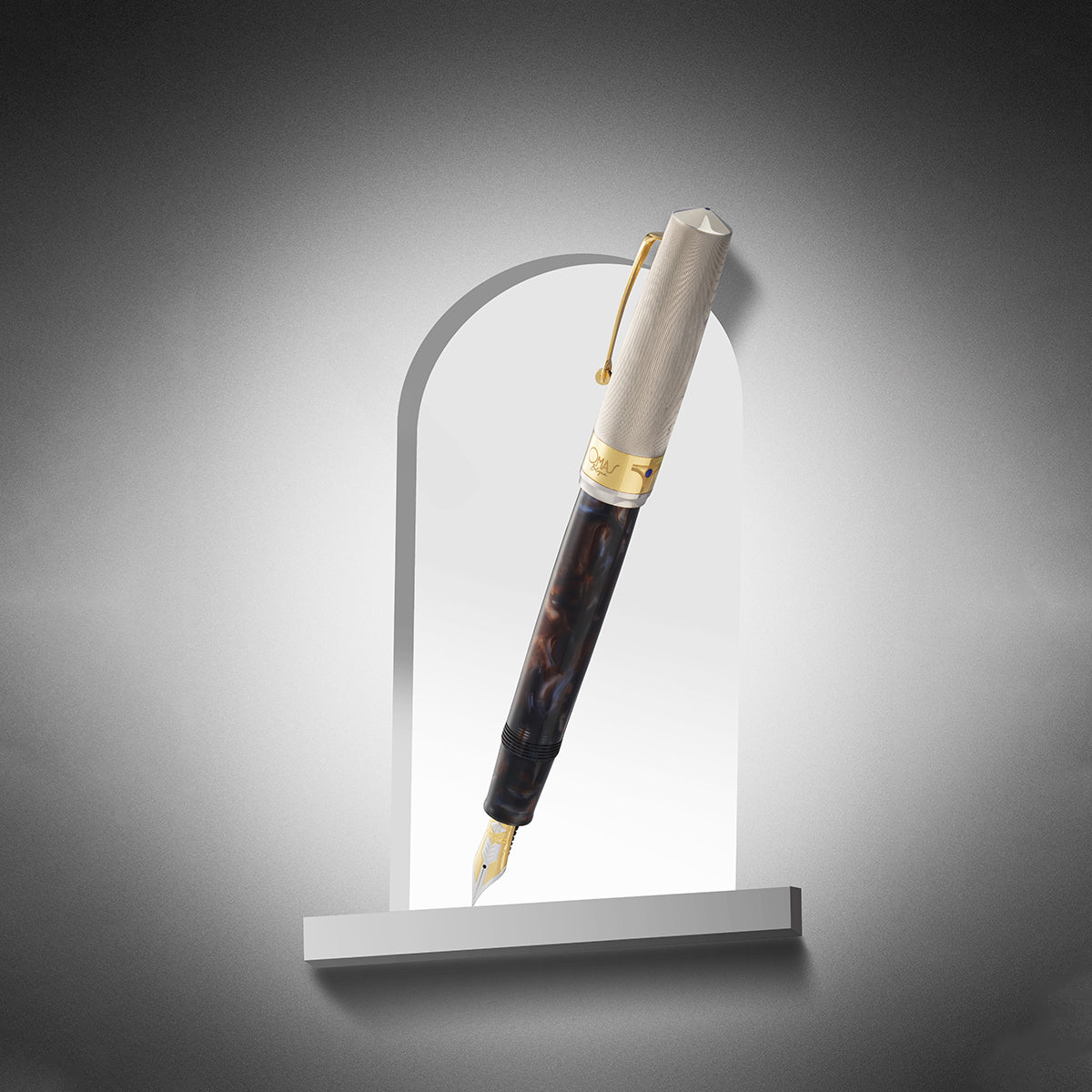 Omas Bologna Fountain Pen - Galassia Argento - Gold Trim (Limited Edition) - Pen Boutique Ltd