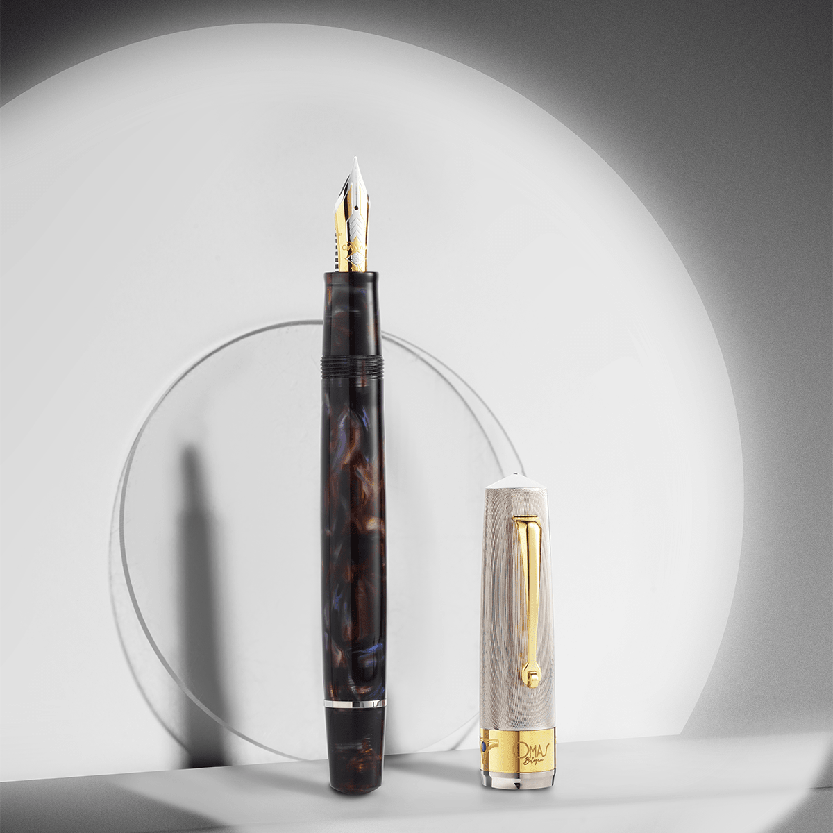 Omas Bologna Fountain Pen - Galassia Argento - Gold Trim (Limited Edition) - Pen Boutique Ltd