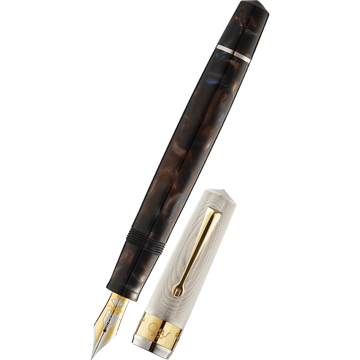 Omas Bologna Fountain Pen - Galassia Argento - Gold Trim (Limited Edition) - Pen Boutique Ltd