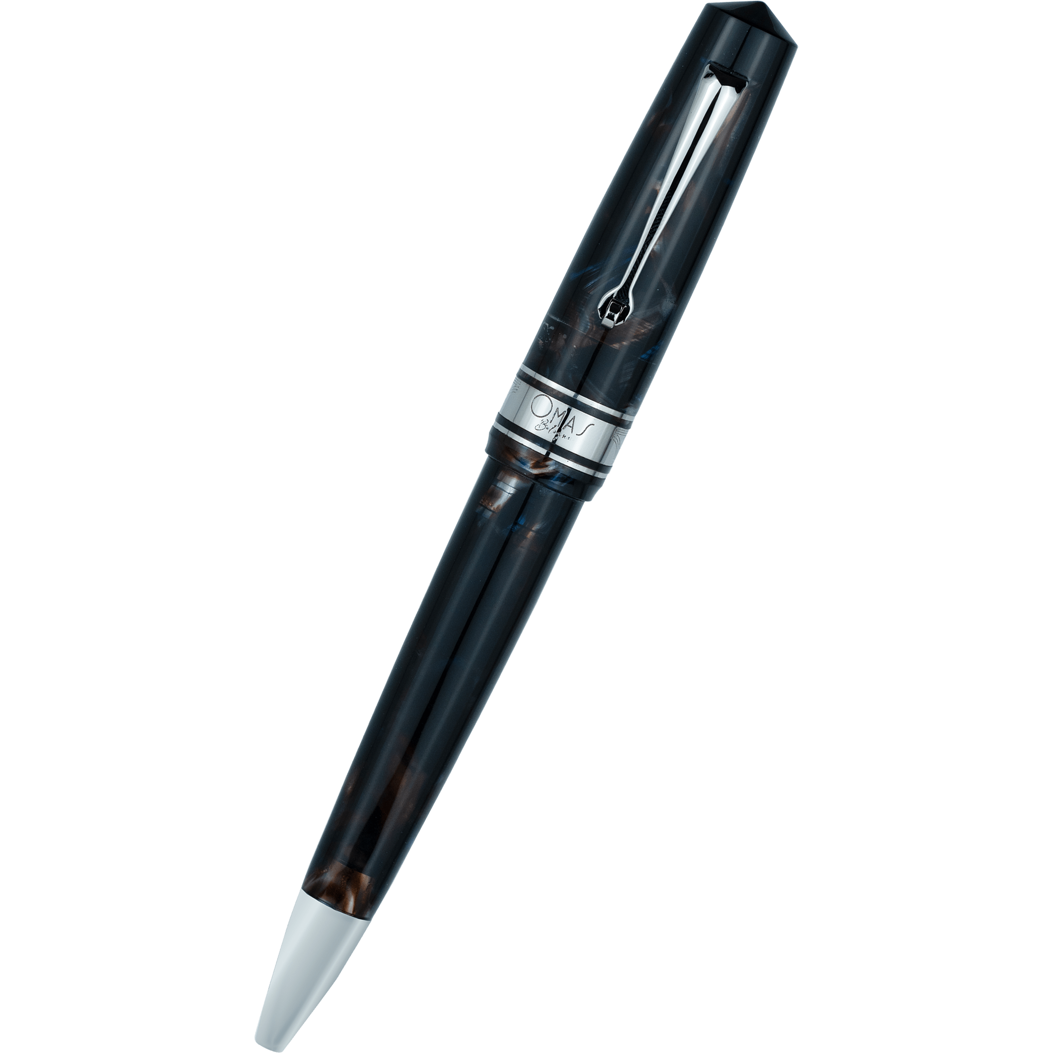 Omas Bologna Ballpoint Pen - Galassia - Silver Trim - Pen Boutique Ltd