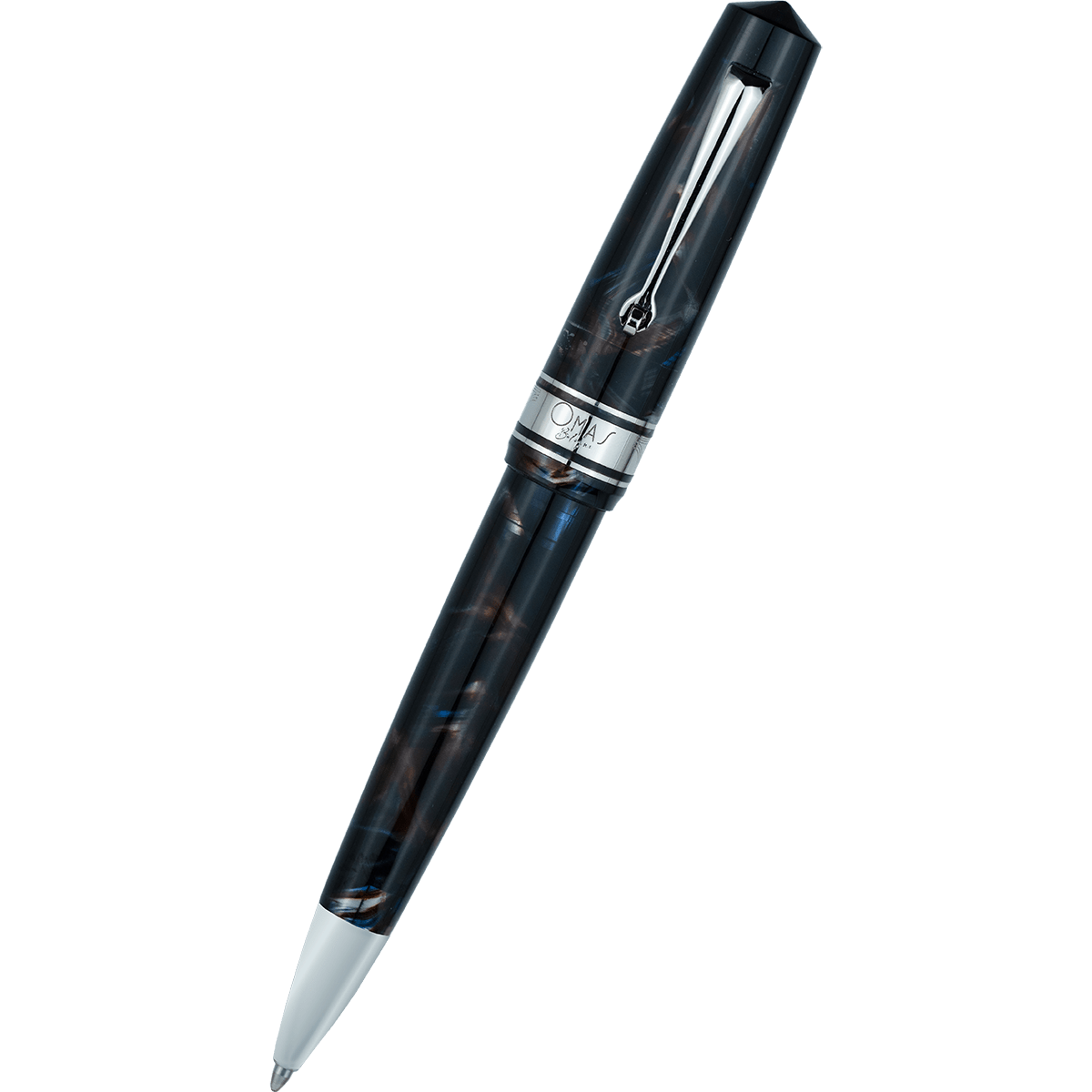 Omas Bologna Ballpoint Pen - Galassia - Silver Trim - Pen Boutique Ltd
