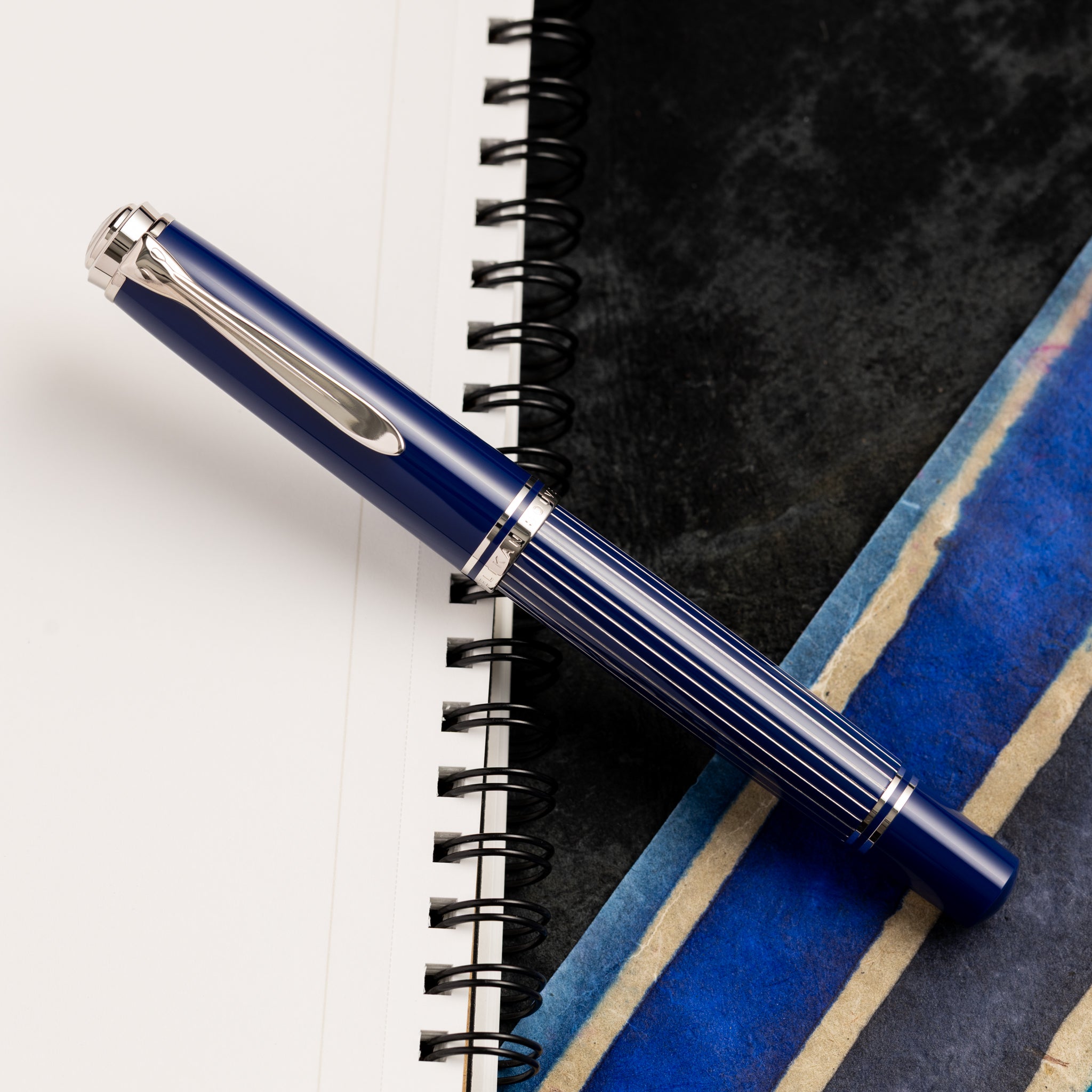 Pelikan Souveran Fountain Pen - M815 Metal Striped Blue (Special Edition) - Pen Boutique Ltd