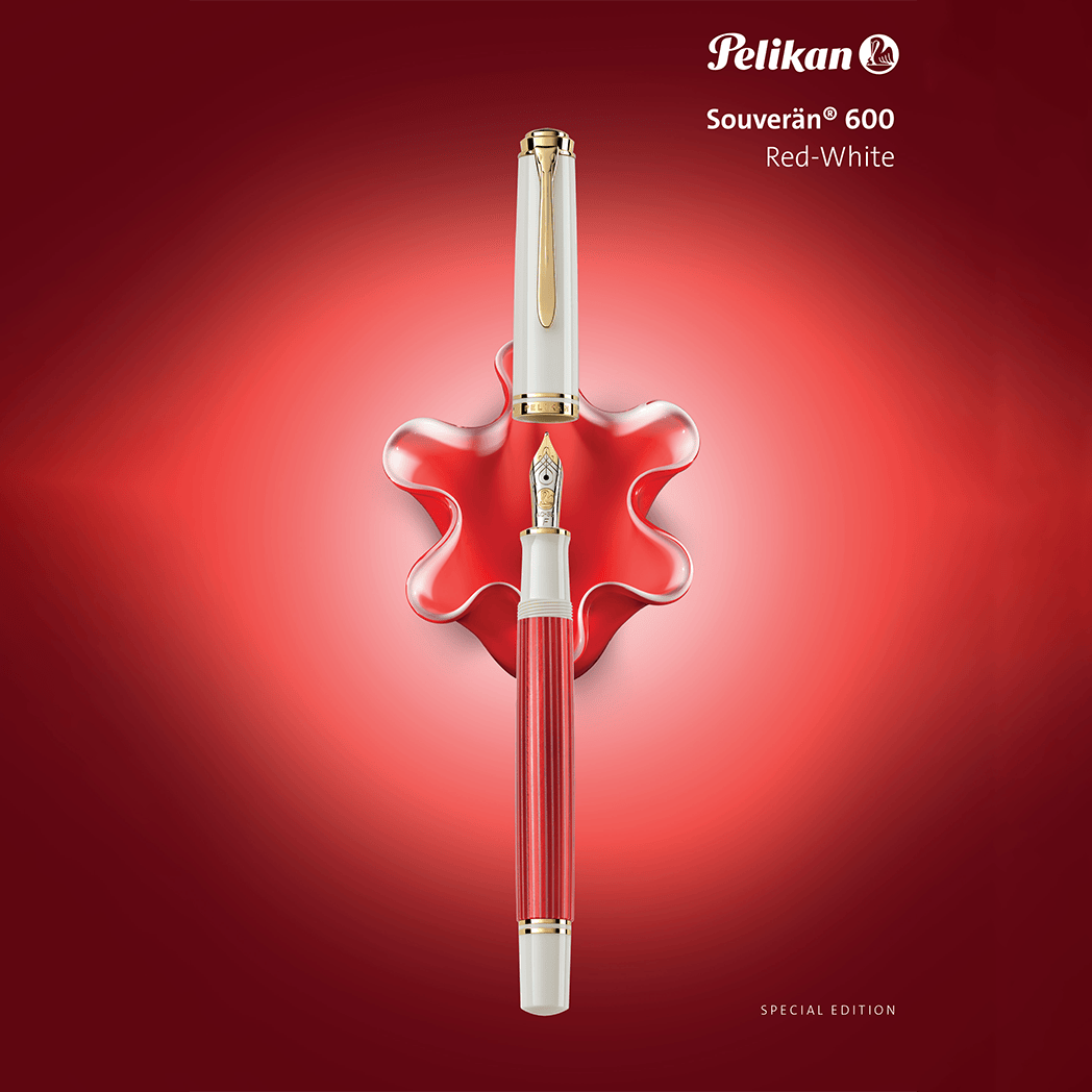 On sale: Pelikan Souveran Fountain Pen - M600 Red/White (Special Edition) - Pen Boutique Ltd