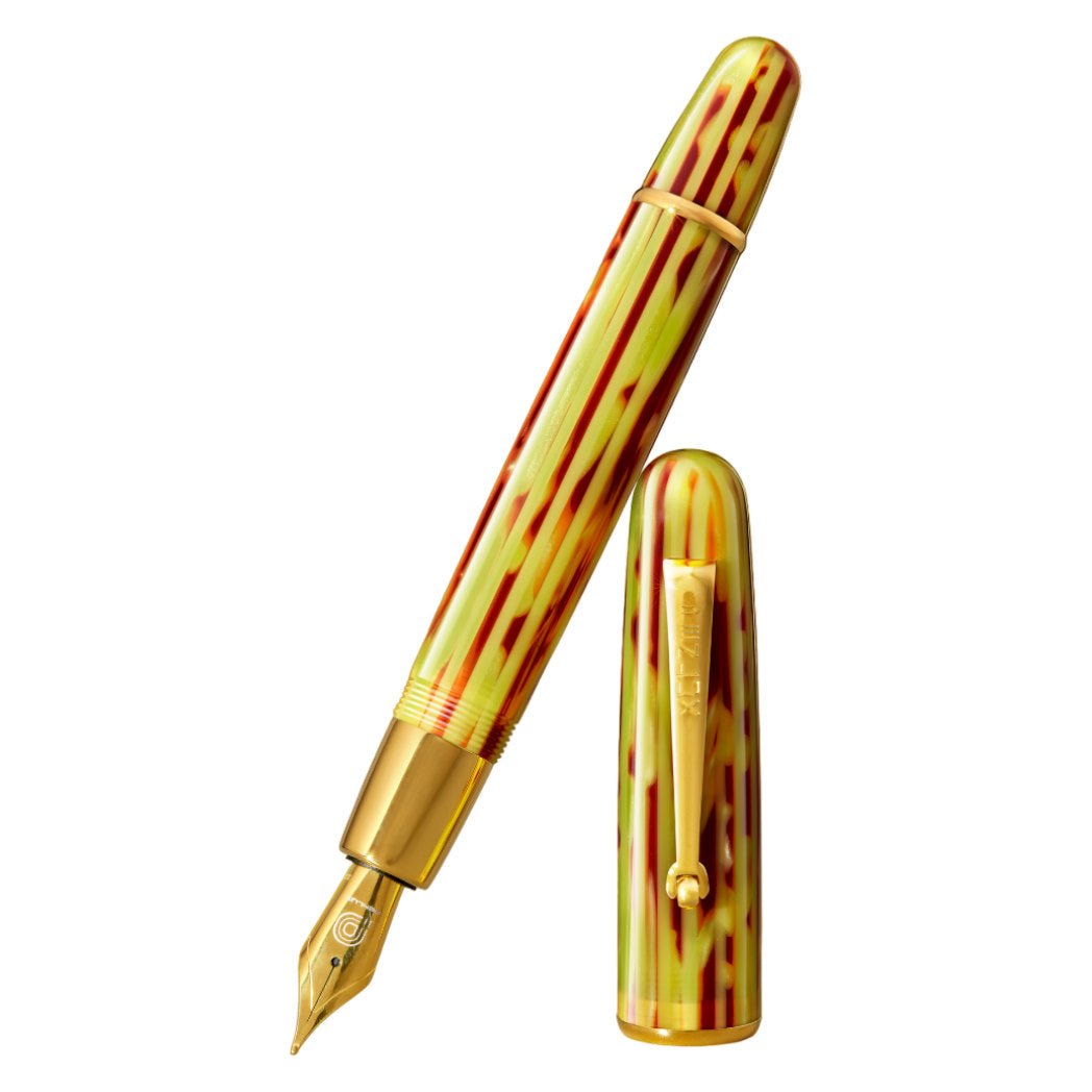 Penlux Elite Emperor Fountain Pen - Yellow/Brown - Gold Trim - Gold Nib - Pen Boutique Ltd