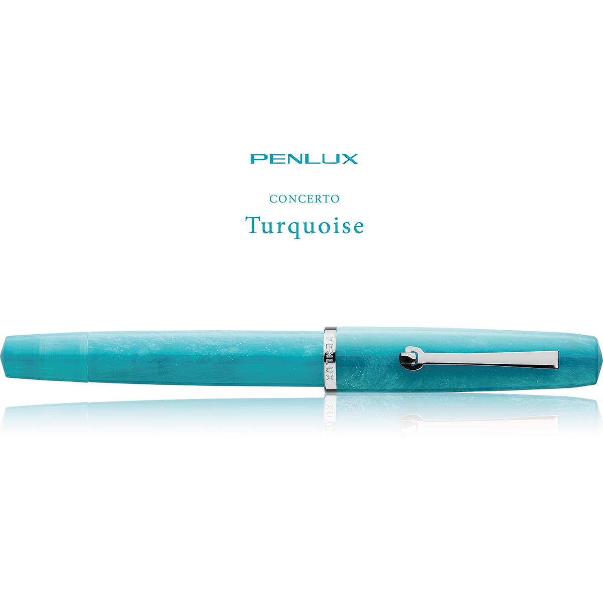 Penlux Concerto Fountain Pen - Turquoise + FREE Matching Ink Bottle