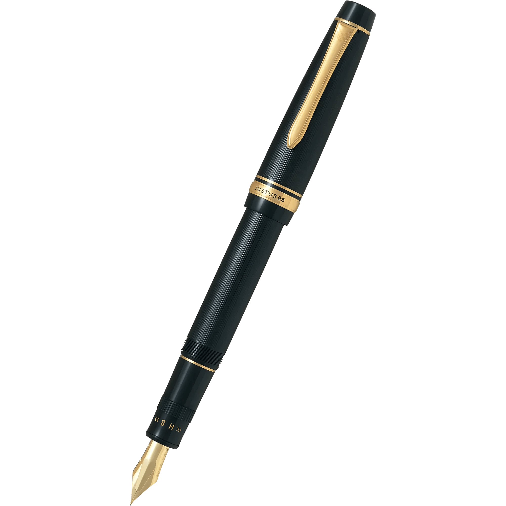 Pilot Justus 95 Fountain Pen - Black - Gold Trim - Pen Boutique Ltd