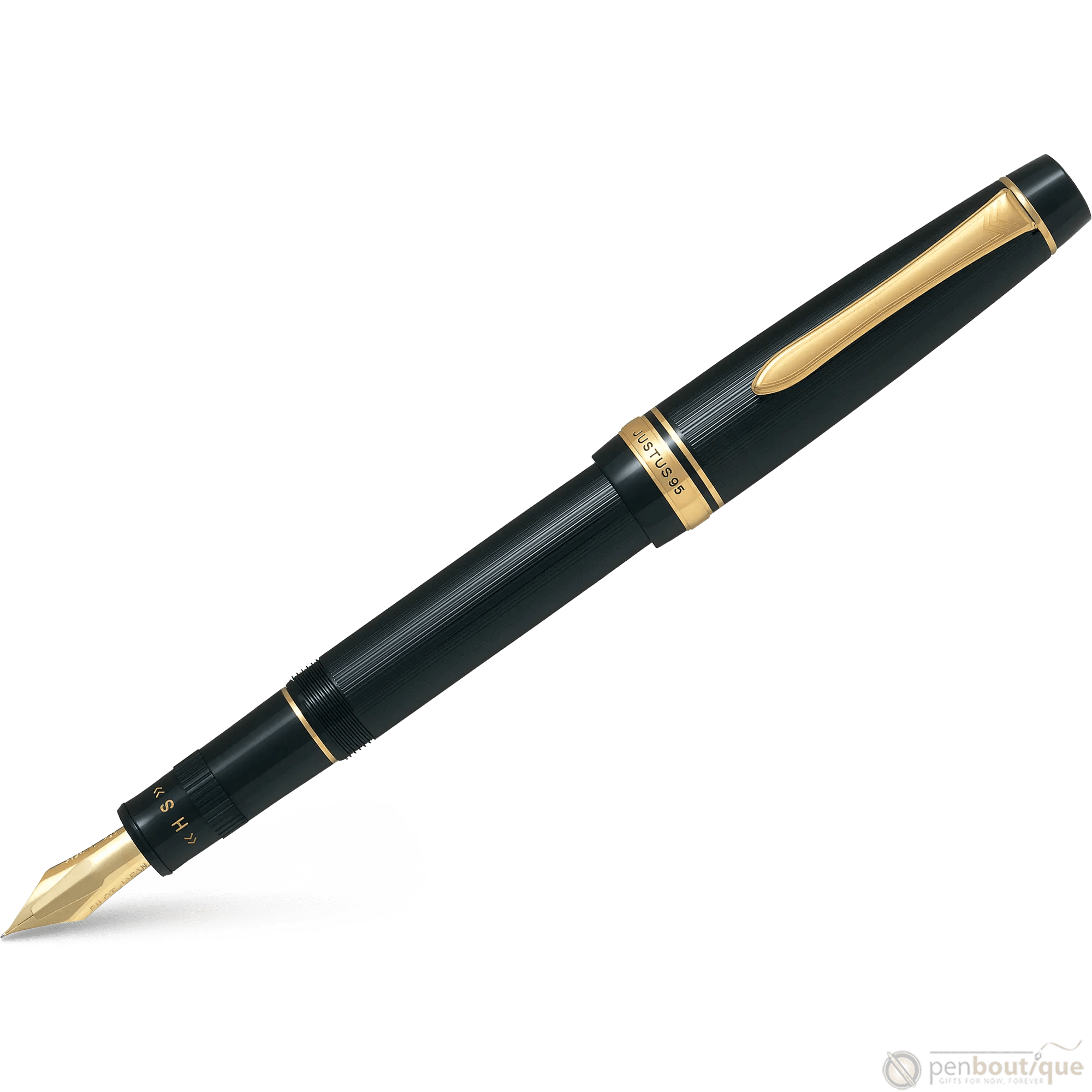 Pilot Justus 95 Fountain Pen - Black - Gold Trim - Pen Boutique Ltd