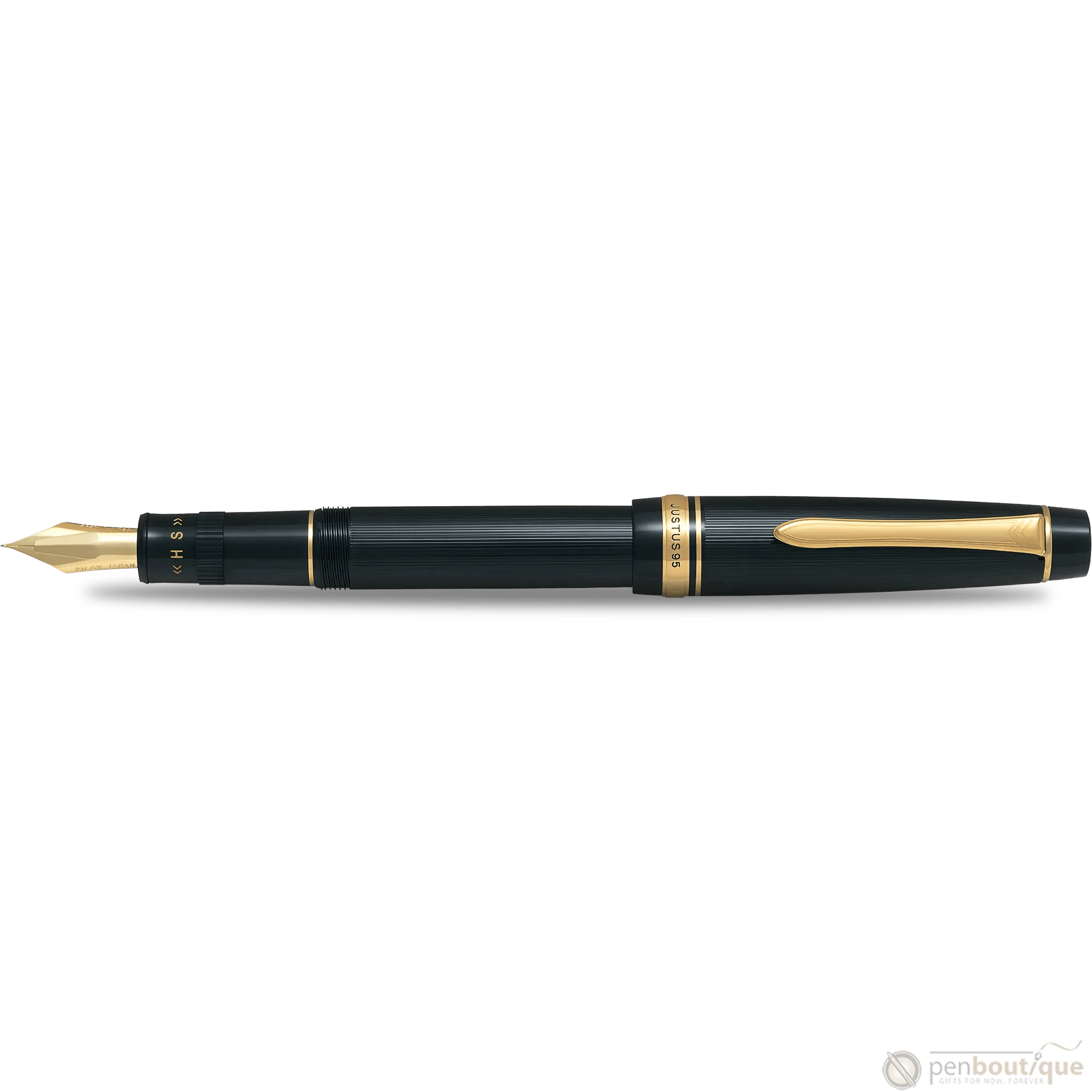 Pilot Justus 95 Fountain Pen - Black - Gold Trim - Pen Boutique Ltd