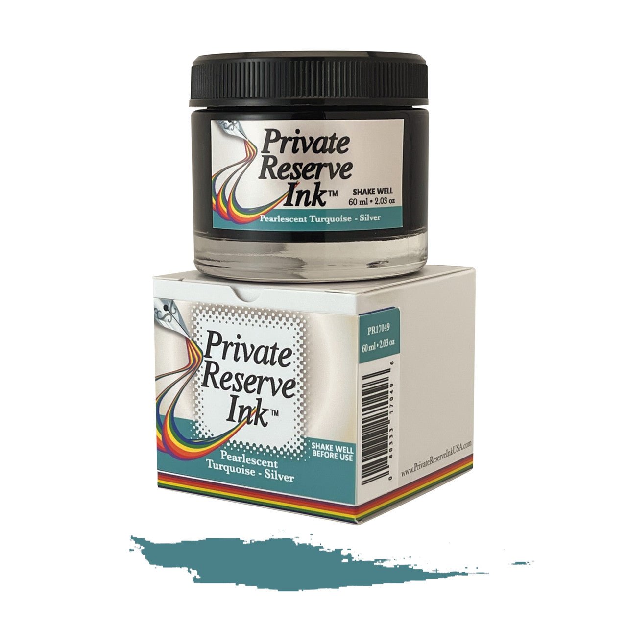 Private Reserve Pearlescent Ink Bottle - Turquoise/Silver - 60ml - Pen Boutique Ltd