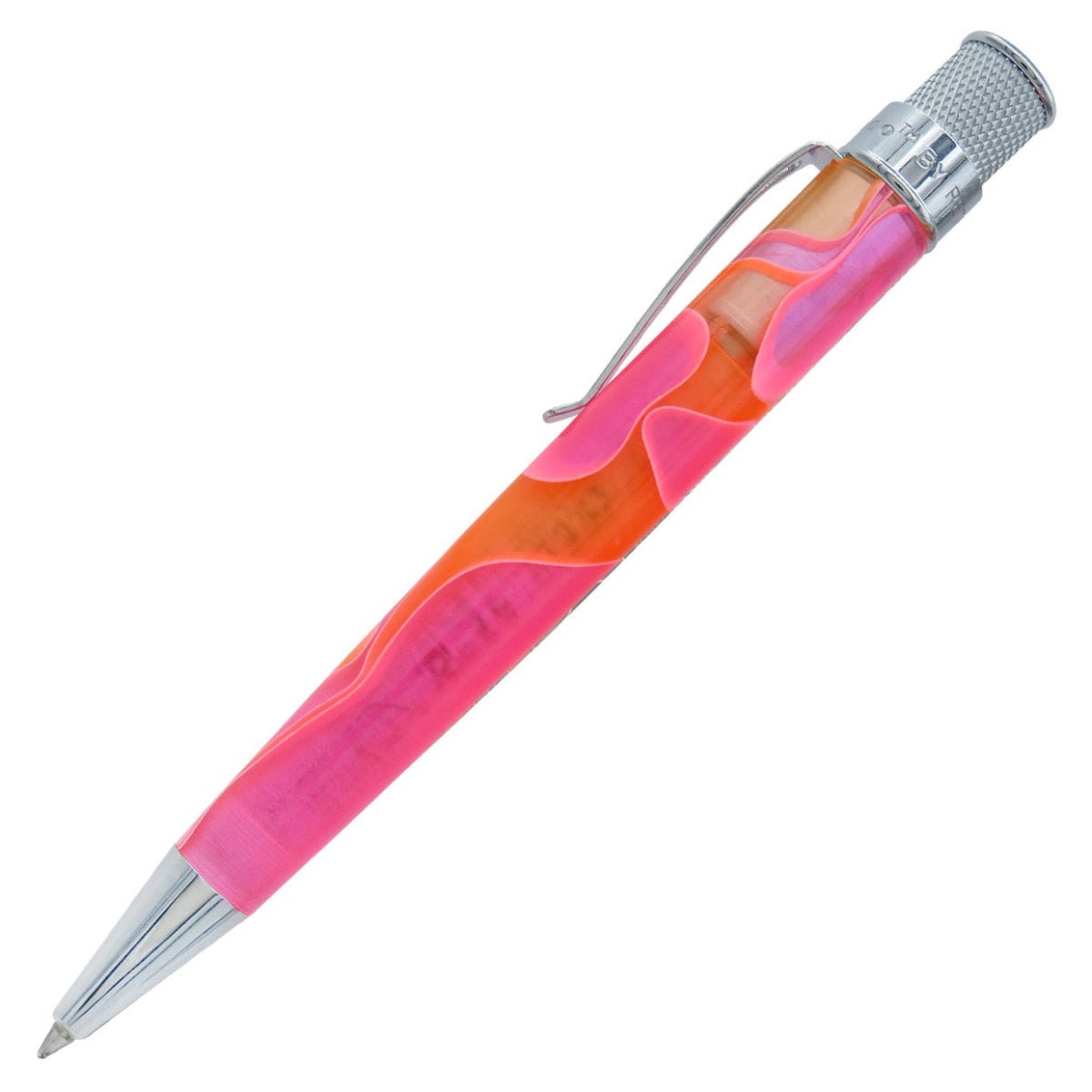 Retro 51 Tornado Acrylic Rollerball Pen - Cosmic Pink & Orange Swirl - Pen Boutique Ltd