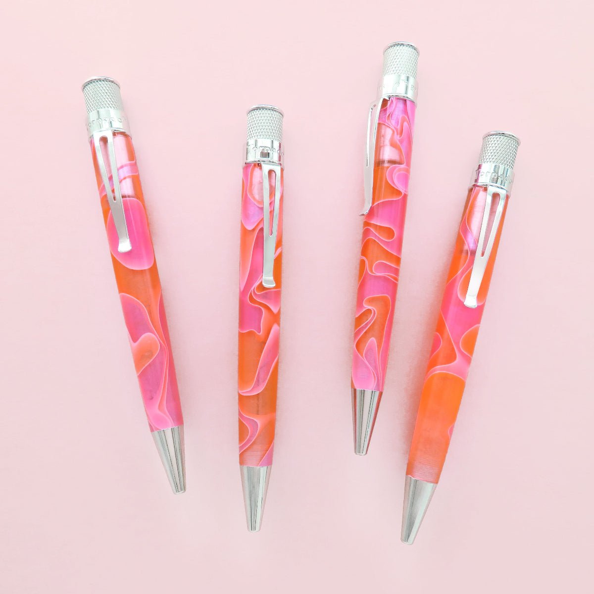 Retro 51 Tornado Acrylic Rollerball Pen - Cosmic Pink & Orange Swirl - Pen Boutique Ltd