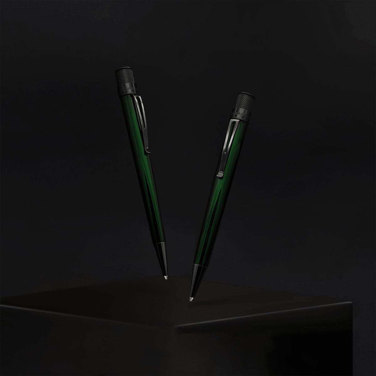 Retro 51 Tornado Stealth Lacquers Rollerball Pen - Emerald Green - Pen Boutique Ltd