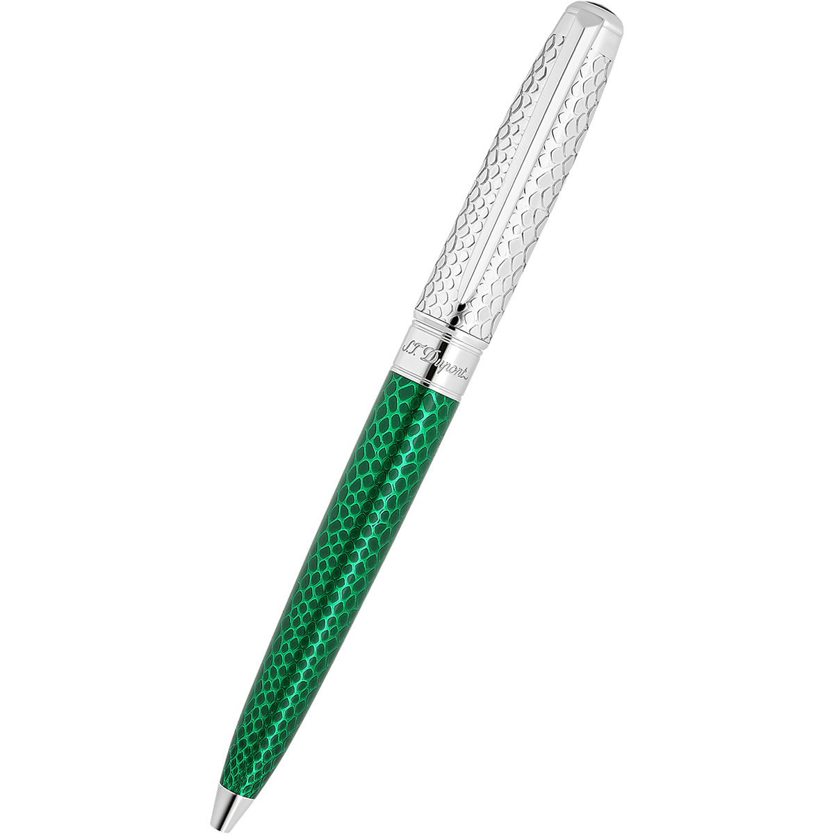 S T Dupont Line D Ballpoint Pen - Wild Eternity - Green Snake Skin (Large) - Pen Boutique Ltd