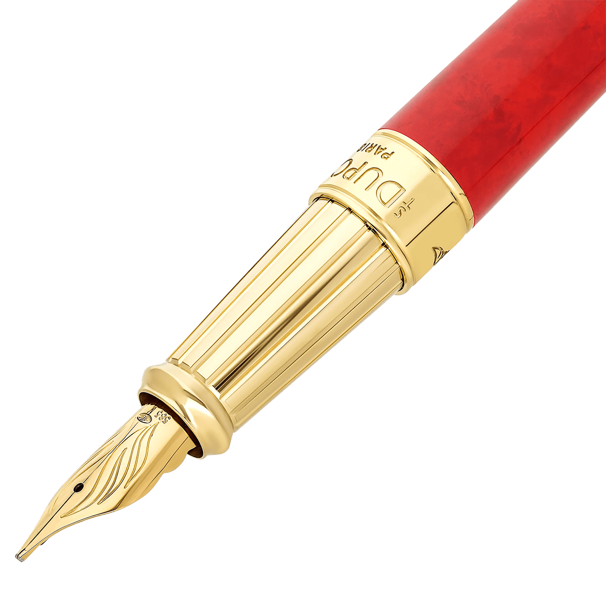 S T Dupont Line D Eternity Fountain Pen - Limited Edition - Popote Red - Yellow Gold Trim (Large) - Pen Boutique Ltd
