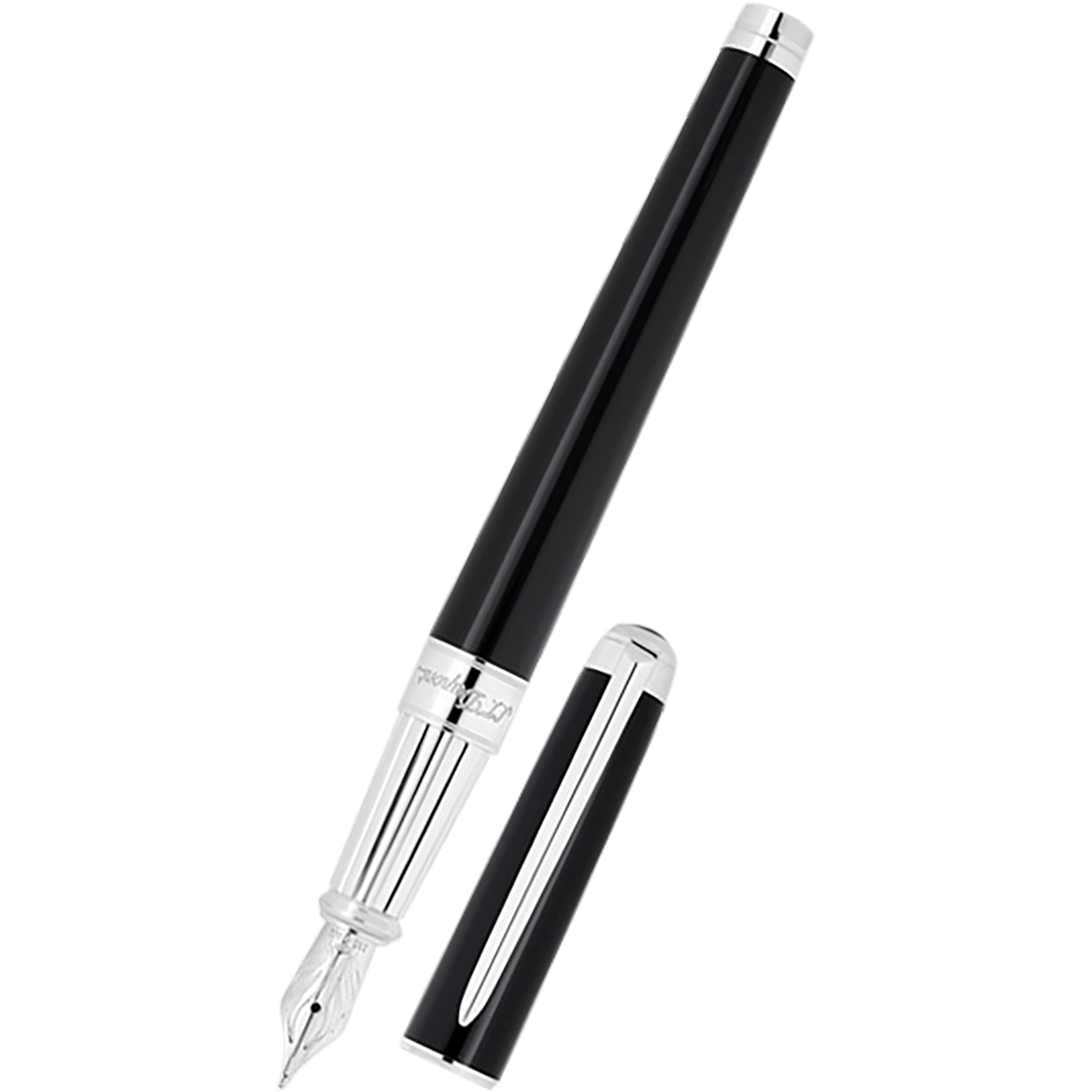 S T Dupont Line D Fountain Pen - Eternity - Black - Palladium Trim (Large) - Pen Boutique Ltd