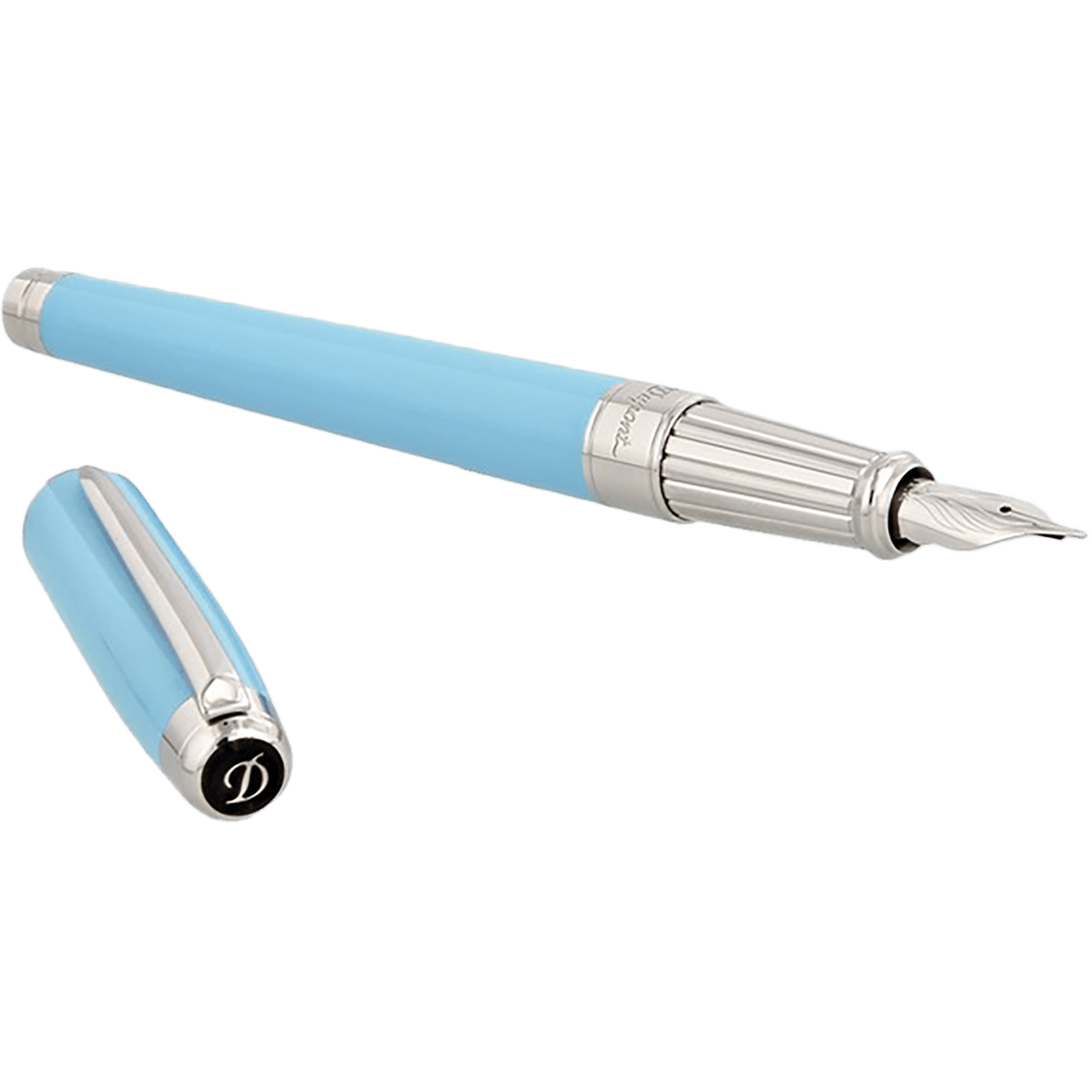 S T Dupont Line D Fountain Pen - Eternity - Turquoise - Palladium Trim (Large) - Medium Point. - Pen Boutique Ltd