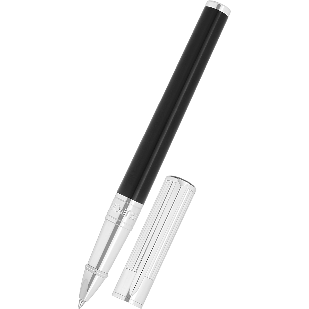S T Dupont D - Initial Rollerball Pen - Black - Chrome Trim - Pen Boutique Ltd