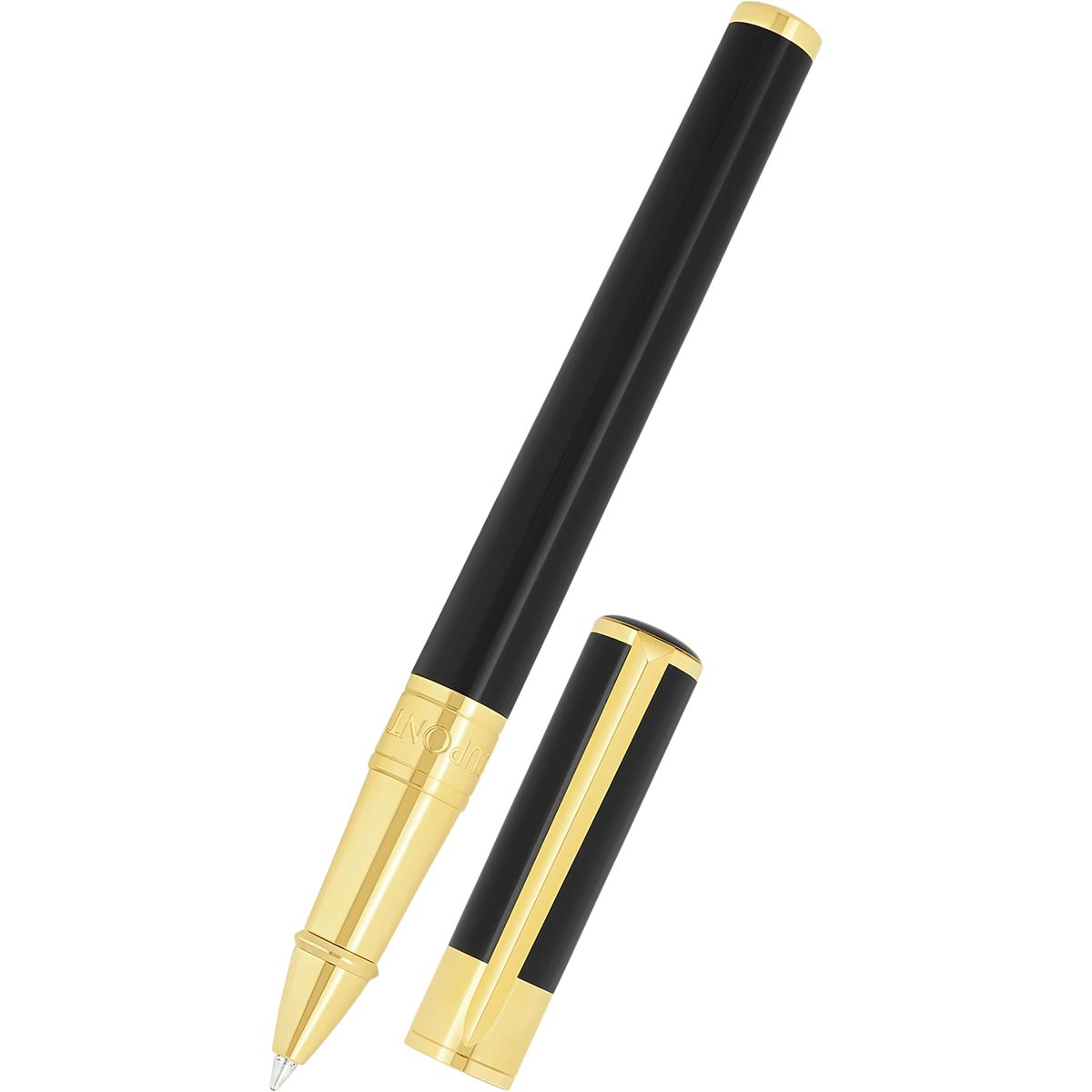 S T Dupont D - Initial Rollerball Pen - Black - Gold Trim - Pen Boutique Ltd