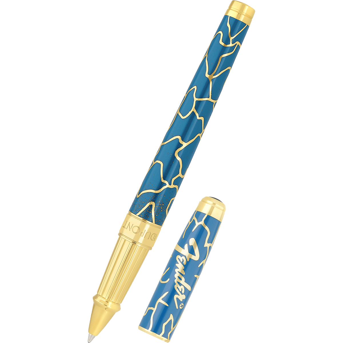 S T Dupont Line D Rollerball - Eternity Fender Blue & Golden (Large) - Pen Boutique Ltd