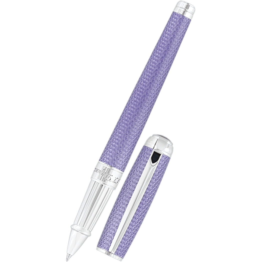 S T Dupont Line D Rollerball Pen - Velvet Firehead Guilloche - Lilac - Pen Boutique Ltd
