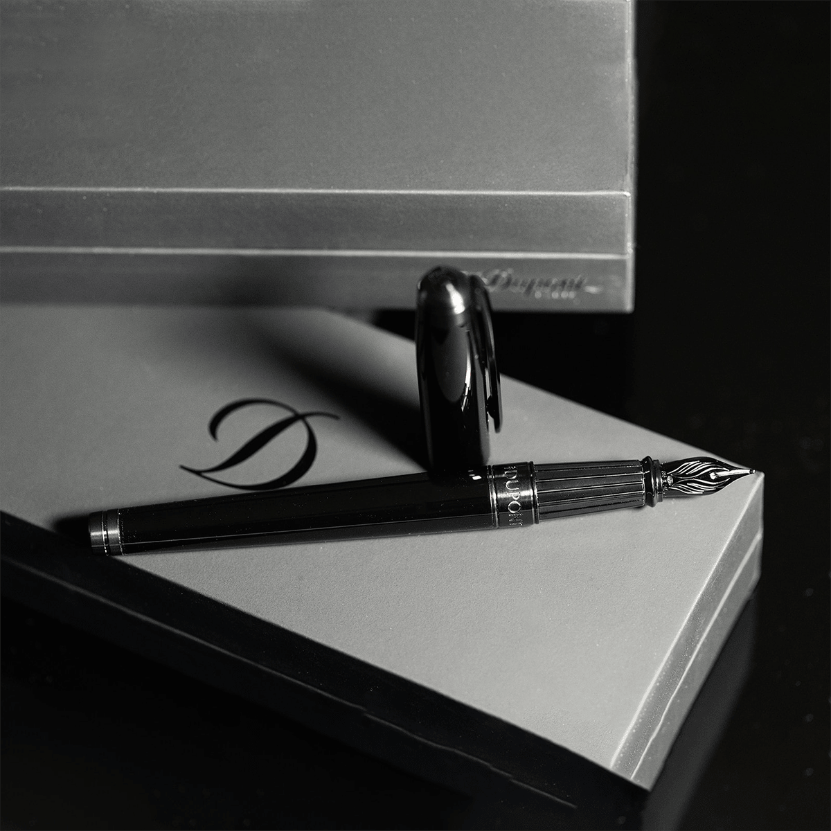 S T Dupont Line D Fountain Pen - Eternity - Silky Black (Large) - Pen Boutique Ltd
