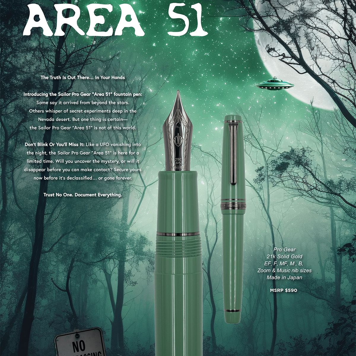 Sailor Professional Gear Fountain Pen - Area 51 - Standard (North America Exclusive) - Pen Boutique Ltd