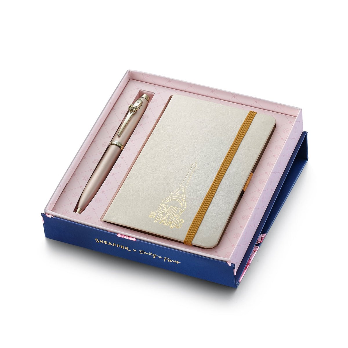 Sheaffer 100 x Emily in Paris Ballpoint Pen - Champagne Gold + Hardbound Small Notebook (Gift Set) - Pen Boutique Ltd