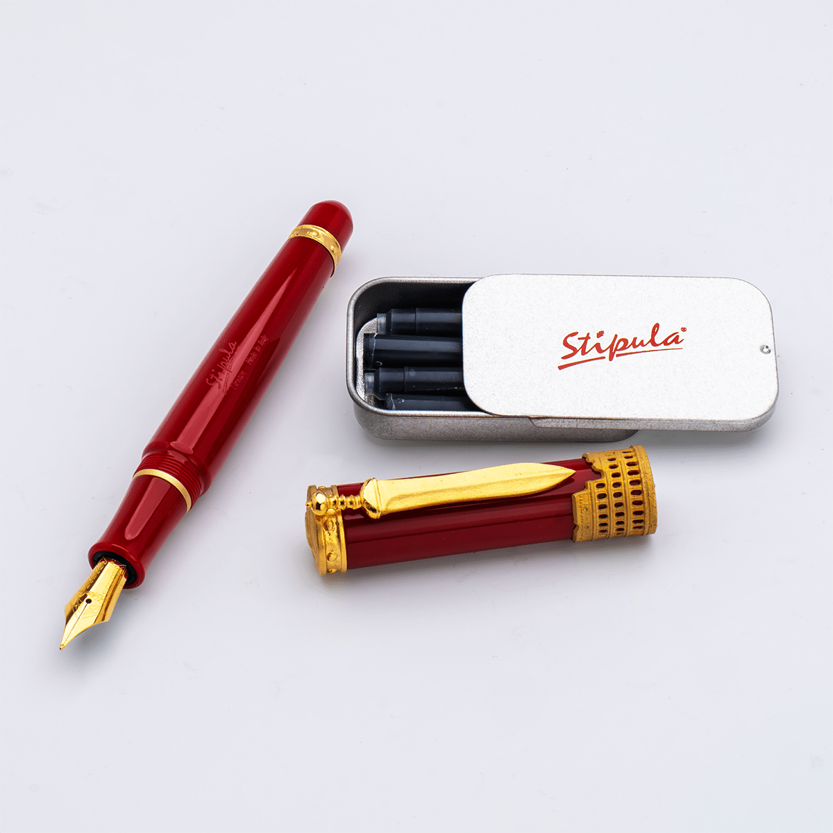 Stipula Gladiator Fountain Pen - Red - Pen Boutique Ltd
