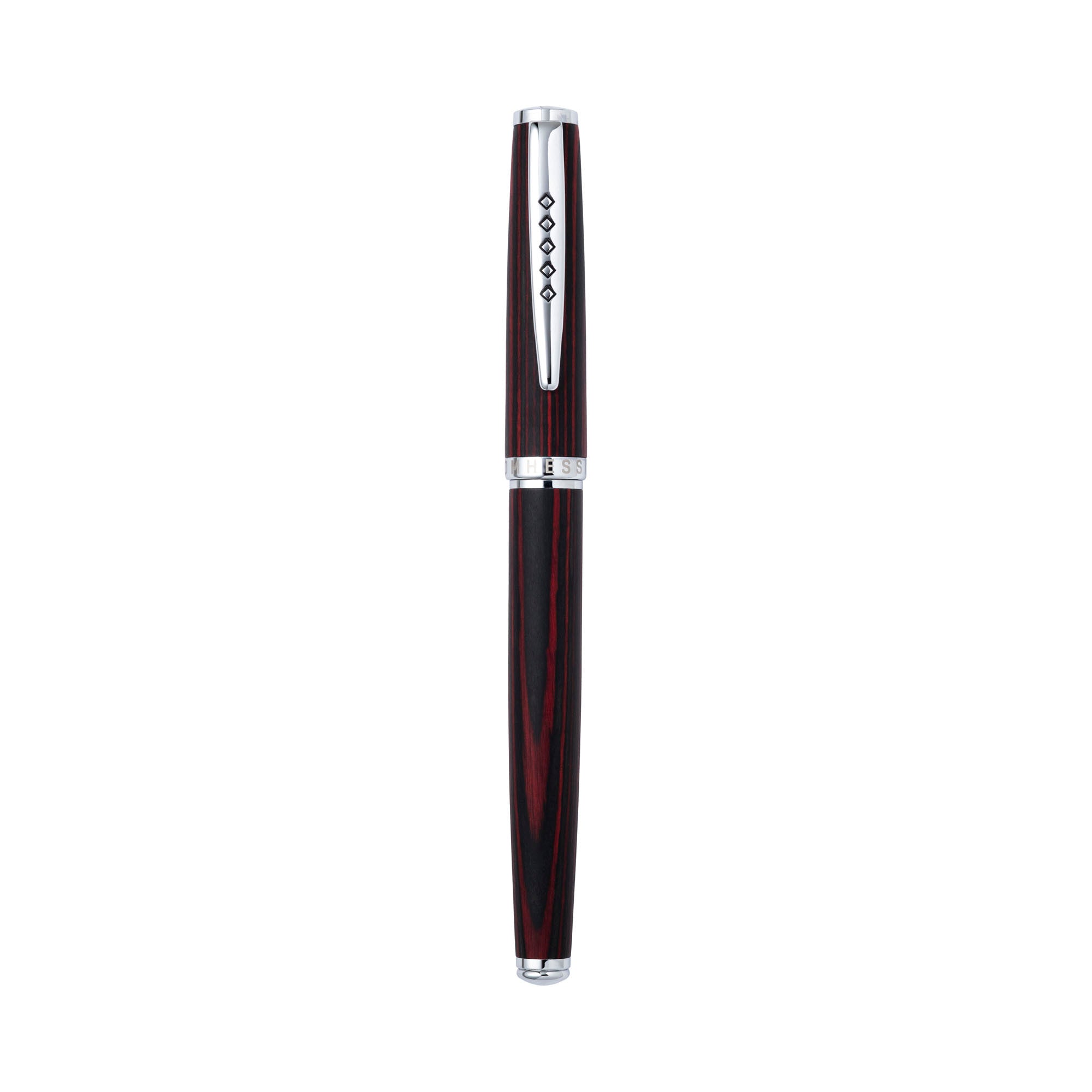 Tom Hessin Edinburgh Forth Bridge Red Rollerball Pen – Wooden Barrel, Chrome Trim - Pen Boutique Ltd