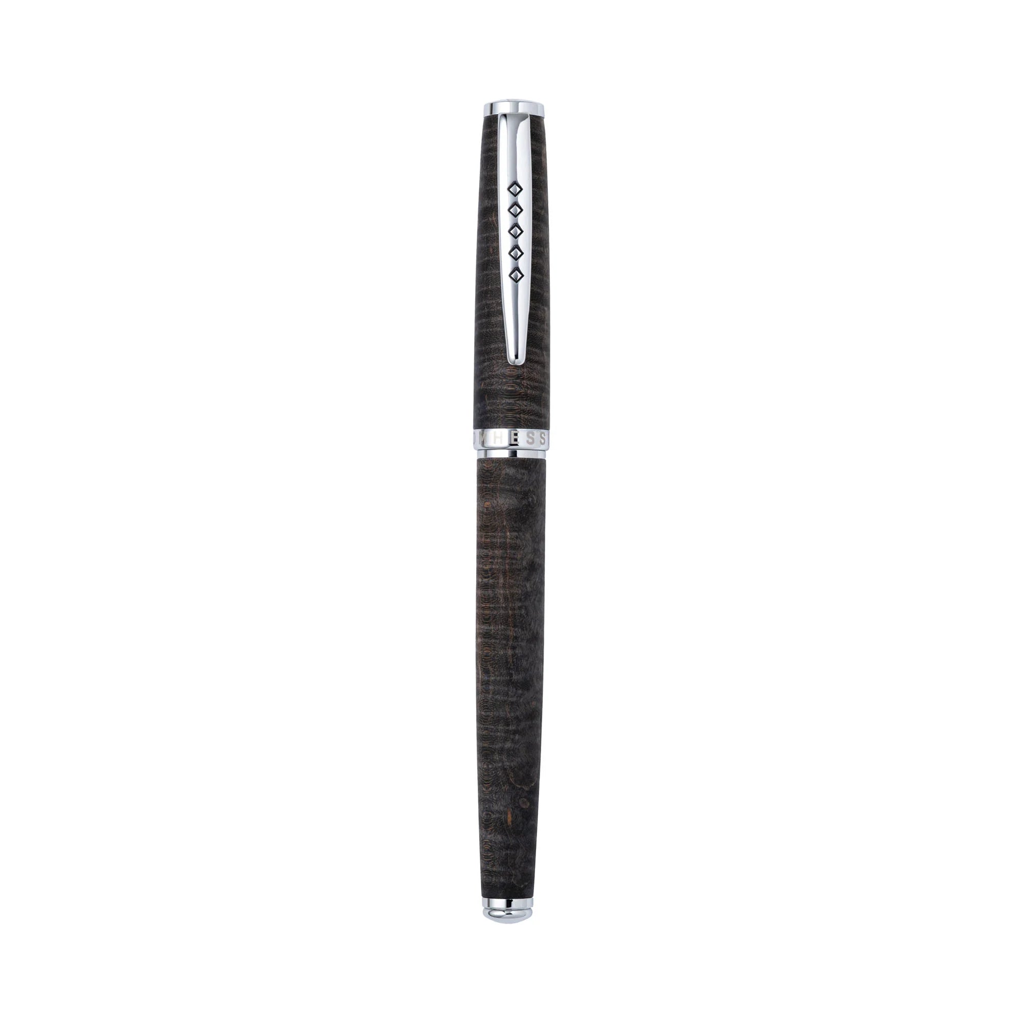 Tom Hessin Edinburgh "Stockbridge Stone" Ballpoint Pen - Wooden Barrel, Chrome Trim - Pen Boutique Ltd