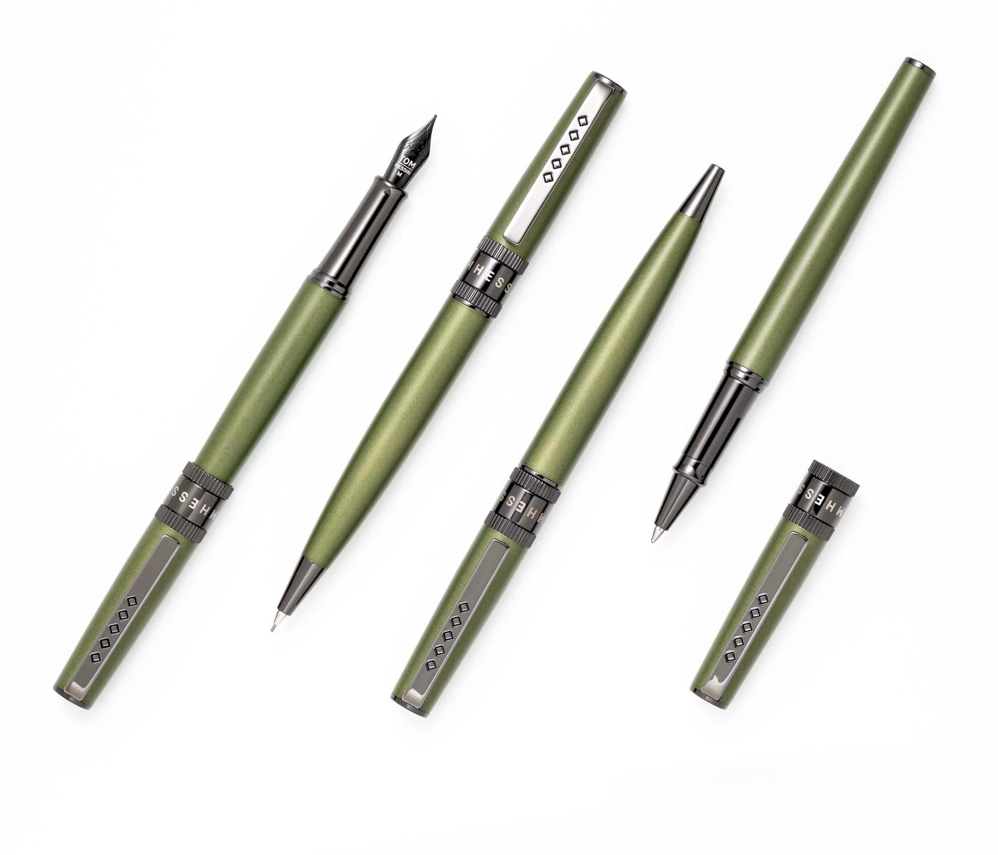 Tom Hessin Rebel "Garrison Green" Ballpoint Pen – Gunmetal Trim - Pen Boutique Ltd
