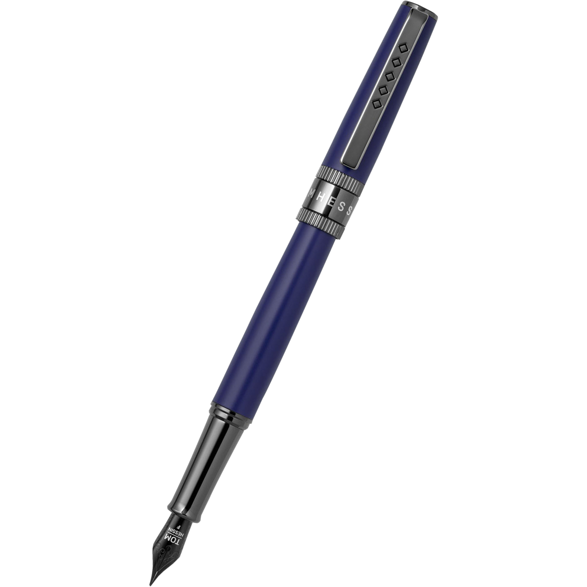 Tom Hessin Rebel "Oxford Blue" Fountain Pen – Gunmetal Trim - Pen Boutique Ltd