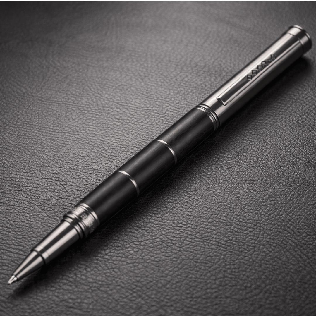Tom Hessin Revolution Charcoal Rollerball Pen - Wooden Barrel & Gunmetal Trim - Pen Boutique Ltd