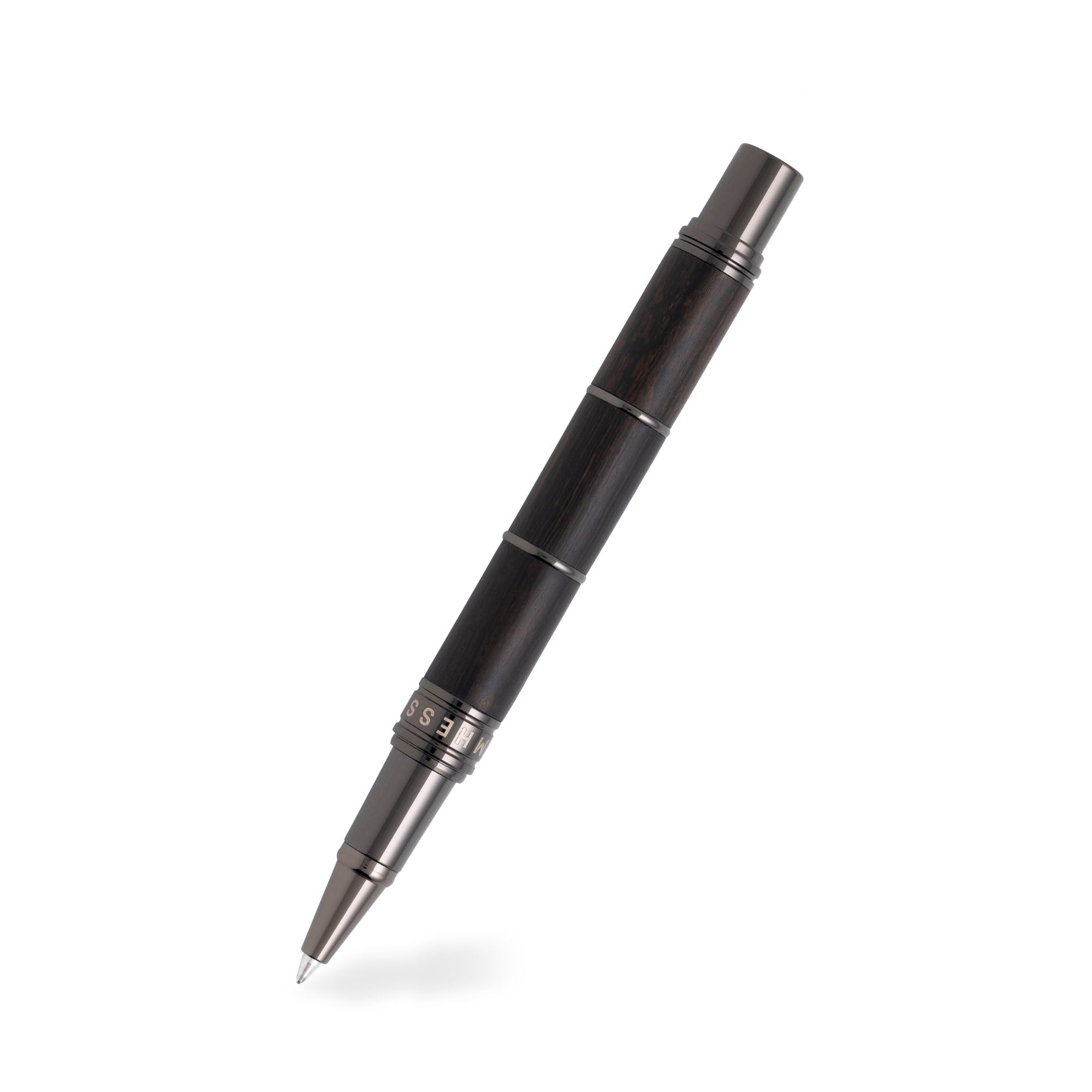 Tom Hessin Revolution Charcoal Rollerball Pen - Wooden Barrel & Gunmetal Trim - Pen Boutique Ltd