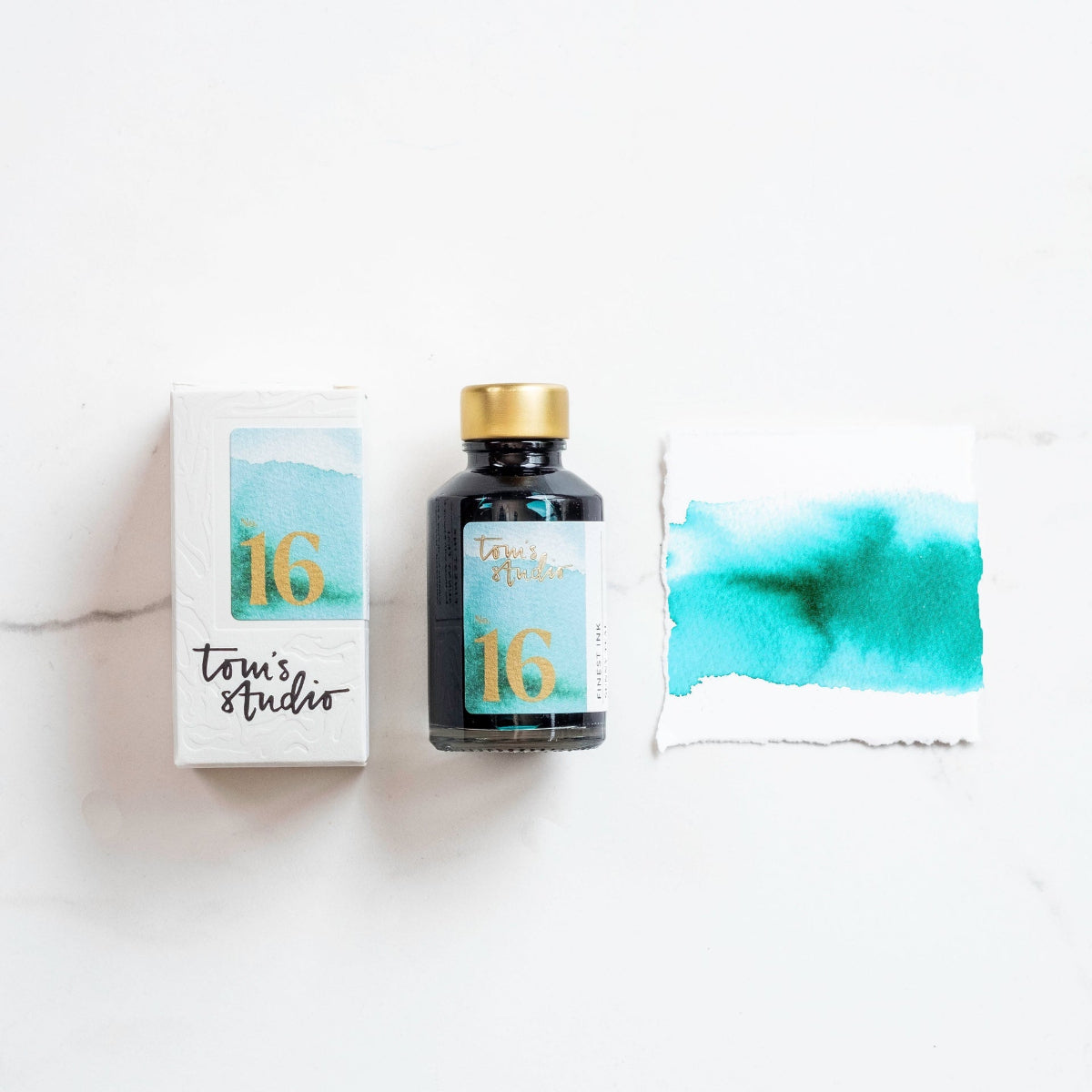 Tom's Studio Ink Bottles - 16 Sunny Teal - 50ml - Pen Boutique Ltd