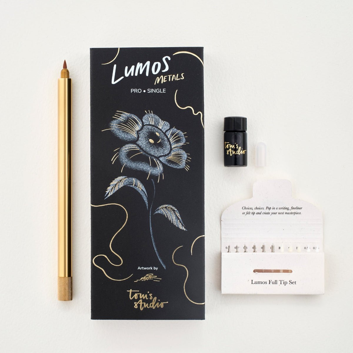 Tom's Studio Lumos Pro Single Tip Fineliner Pen - Brass - Pen Boutique Ltd
