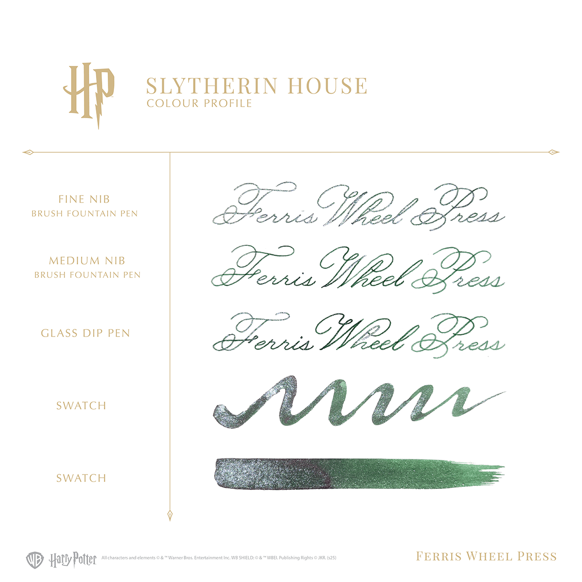 Ferris Wheel Press x WB Ink Bottle - Harry Potter Slytherin House - 2539 - 38ml - Pen Boutique Ltd