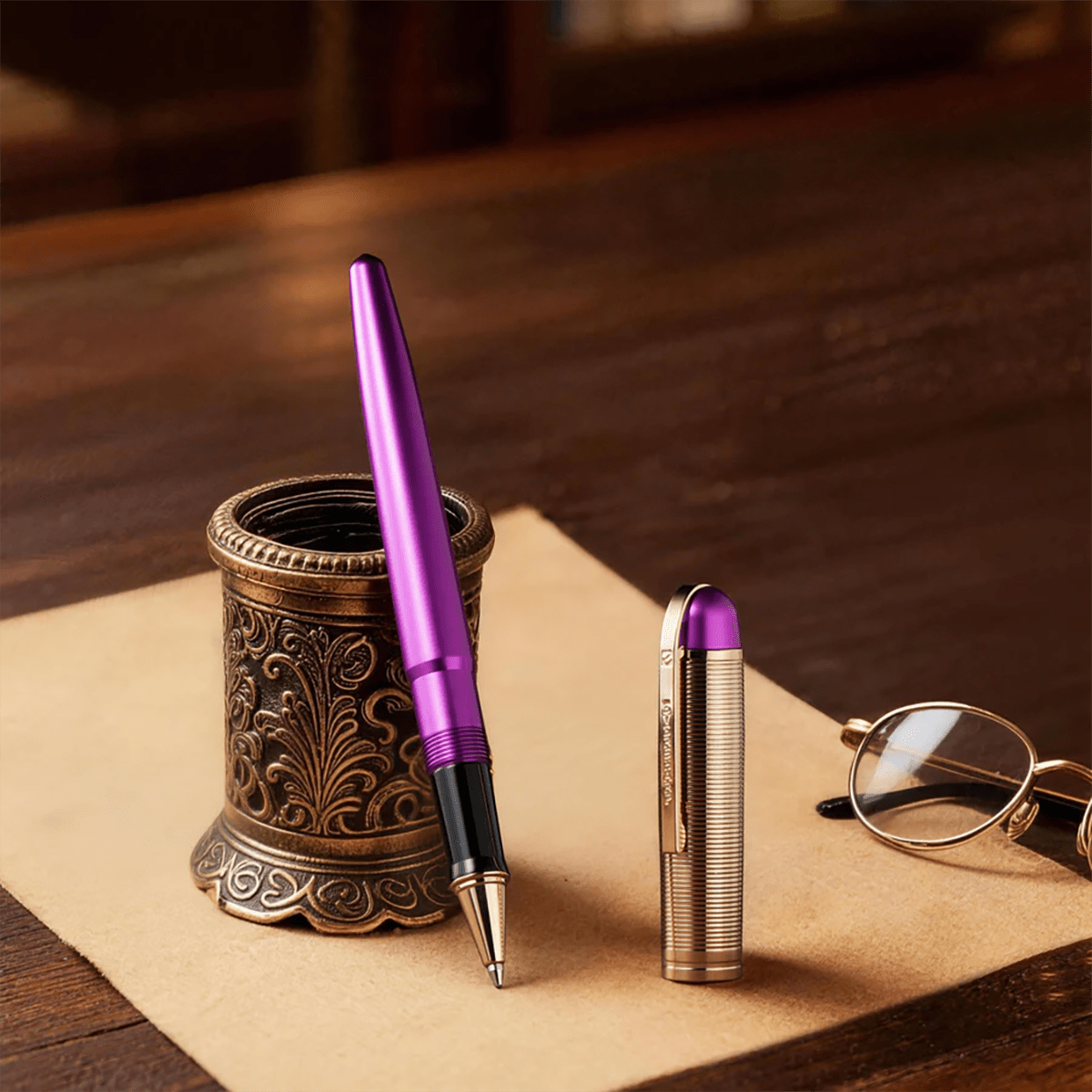 Wahl-Eversharp Skyline Rollerball Pen - Royal Purple - Rose Gold Trim - Pen Boutique Ltd