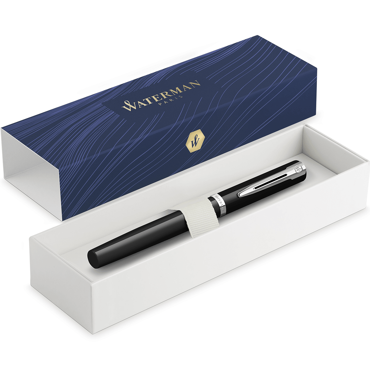 Waterman Impression Fountain Pen - Black - Chrome Trim - Pen Boutique Ltd