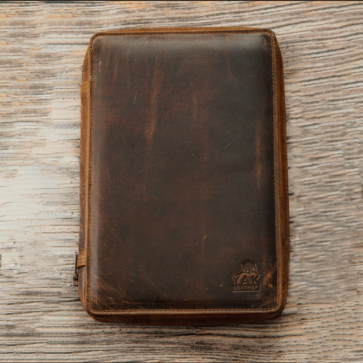 Yak Leather x Pen Boutique Zipped Folio - Crazy Horse Tan - A5 - Pen Boutique Ltd