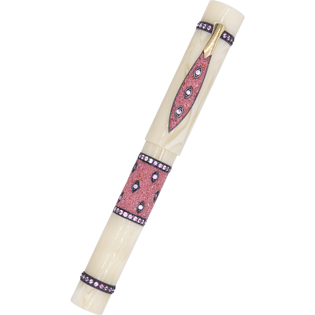 Zeki Karaca Jewellery Harman Fountain Pen - White - Red Sapphire Gem (Limited Edition) - Pen Boutique Ltd