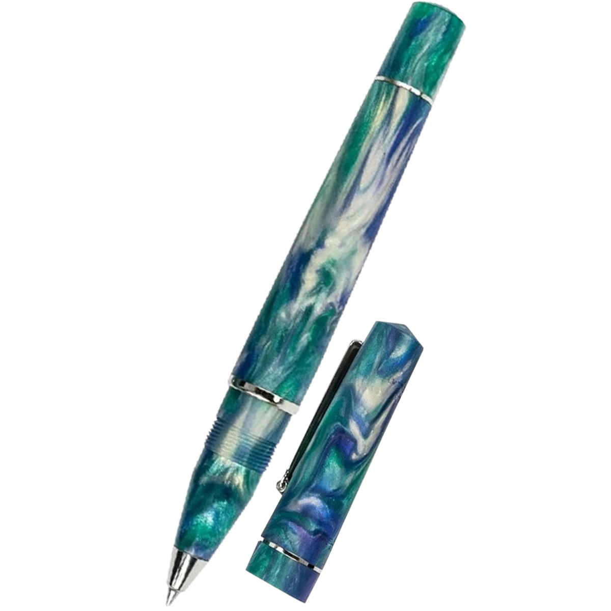 Delta Duna Rollerball Pen - Reflection Pool - Chrome Trim - Pen Boutique Ltd