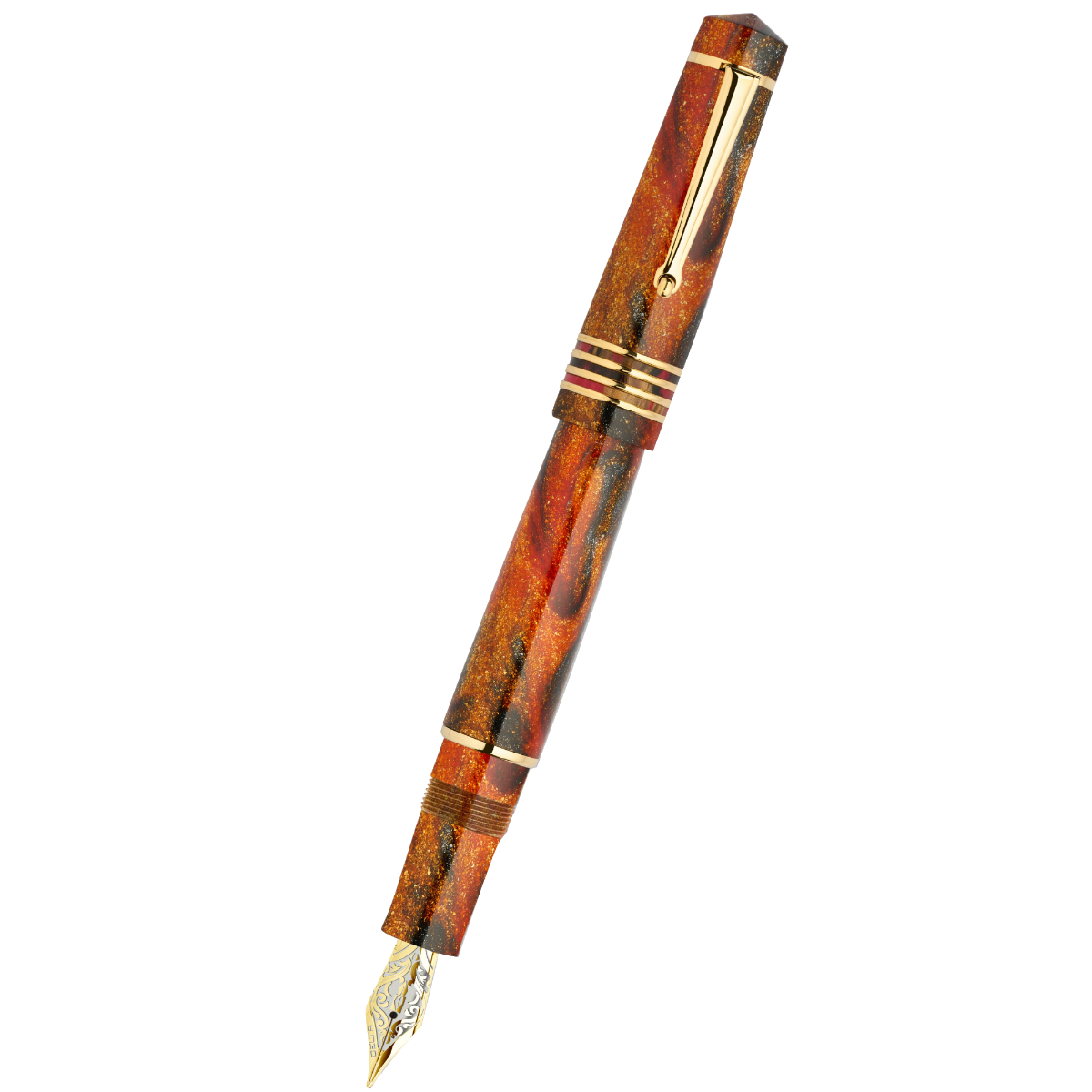 Delta DV Original Fountain Pen - Gold-Plated Stainless Steel Nib - Glow Up Oro (Mid Size)-Pen Boutique Ltd