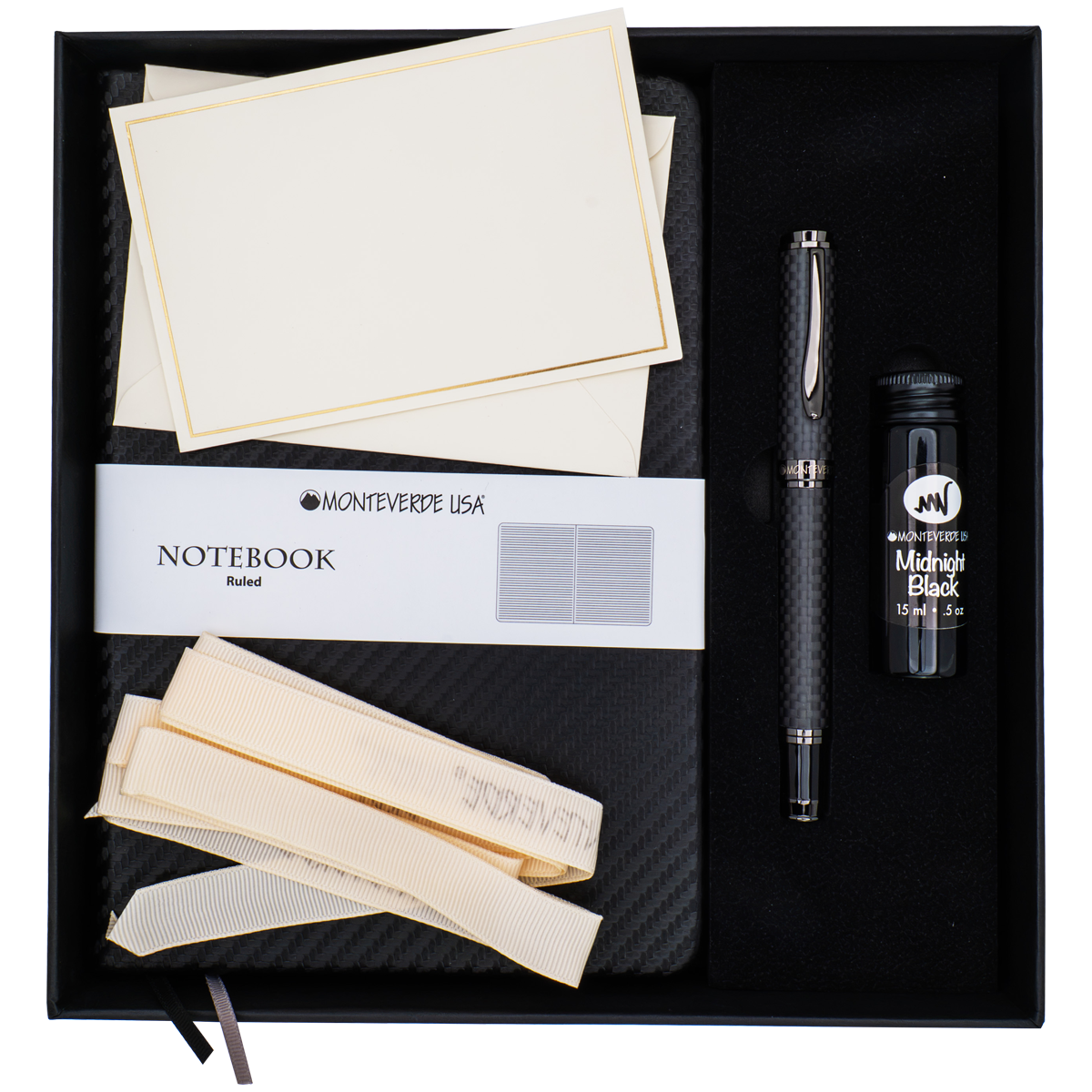 Monteverde Innova Fountain Pen Notebook Set - Carbon Fiber - Gunmetal