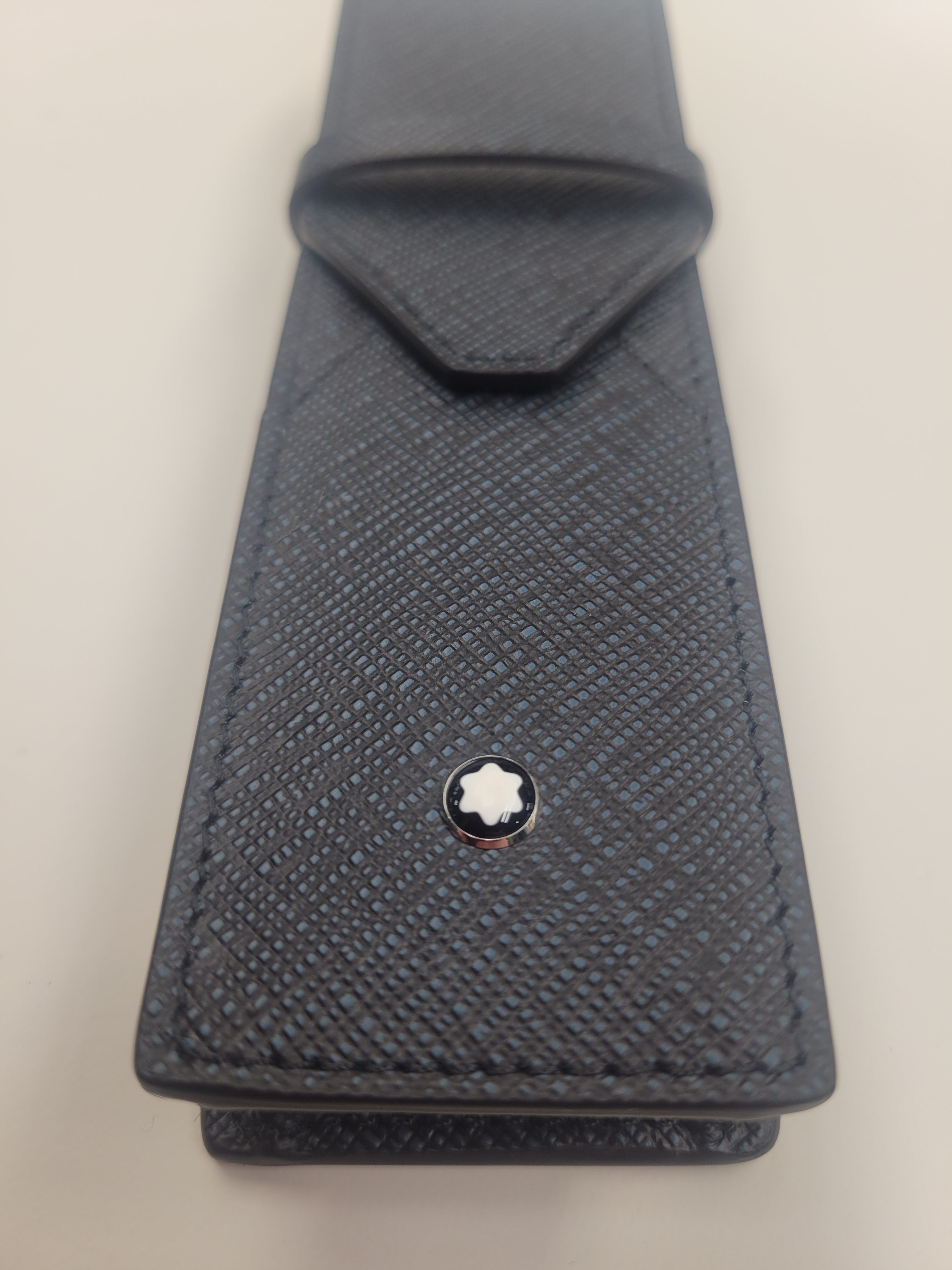 Montblanc Sartorial 2 Pen Pouch - Tweed Blue - Pen Boutique Ltd