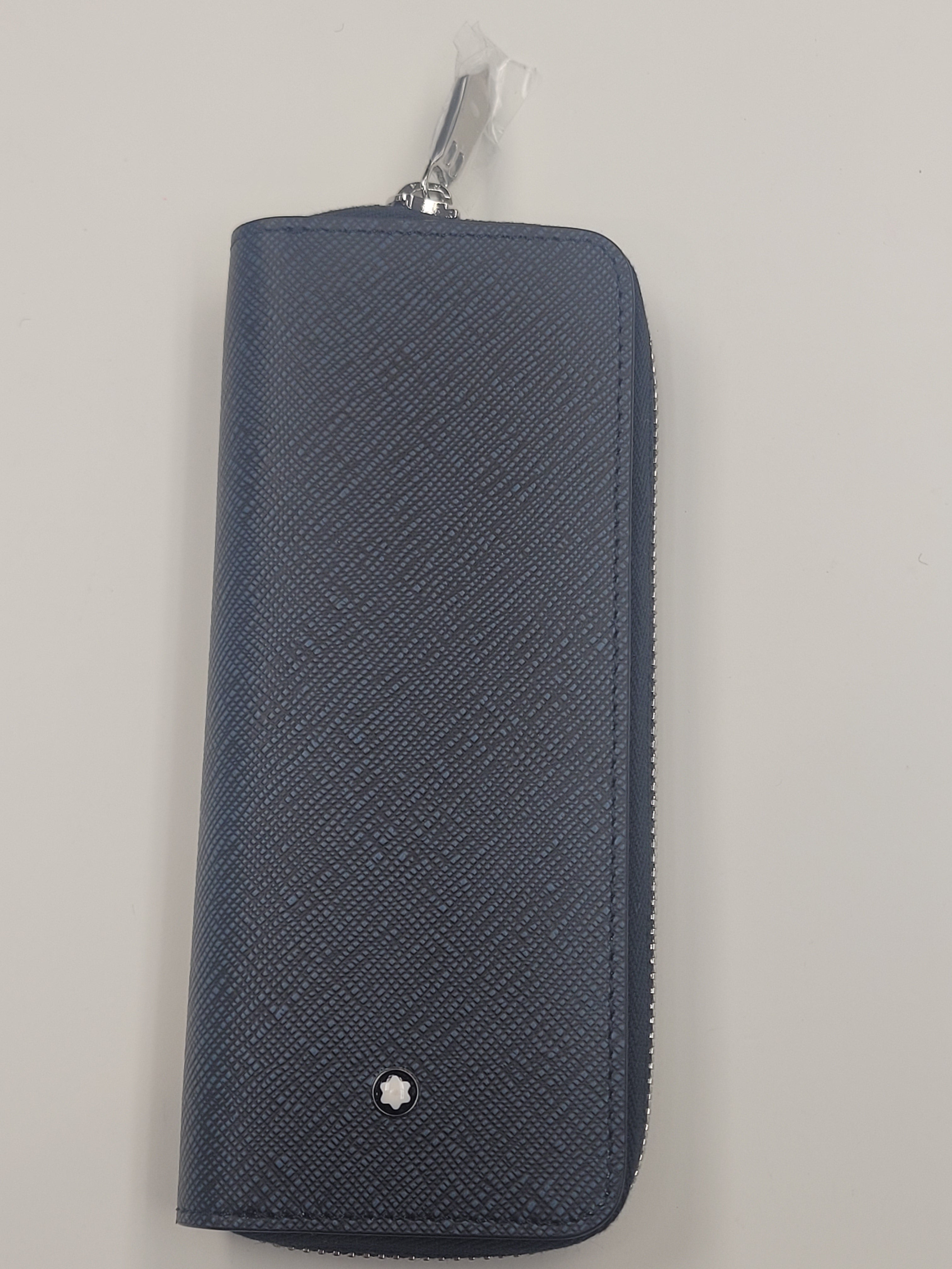 Montblanc Sartorial 2 Pen Pouch - Zipper Closure - Tweed Blue - Pen Boutique Ltd
