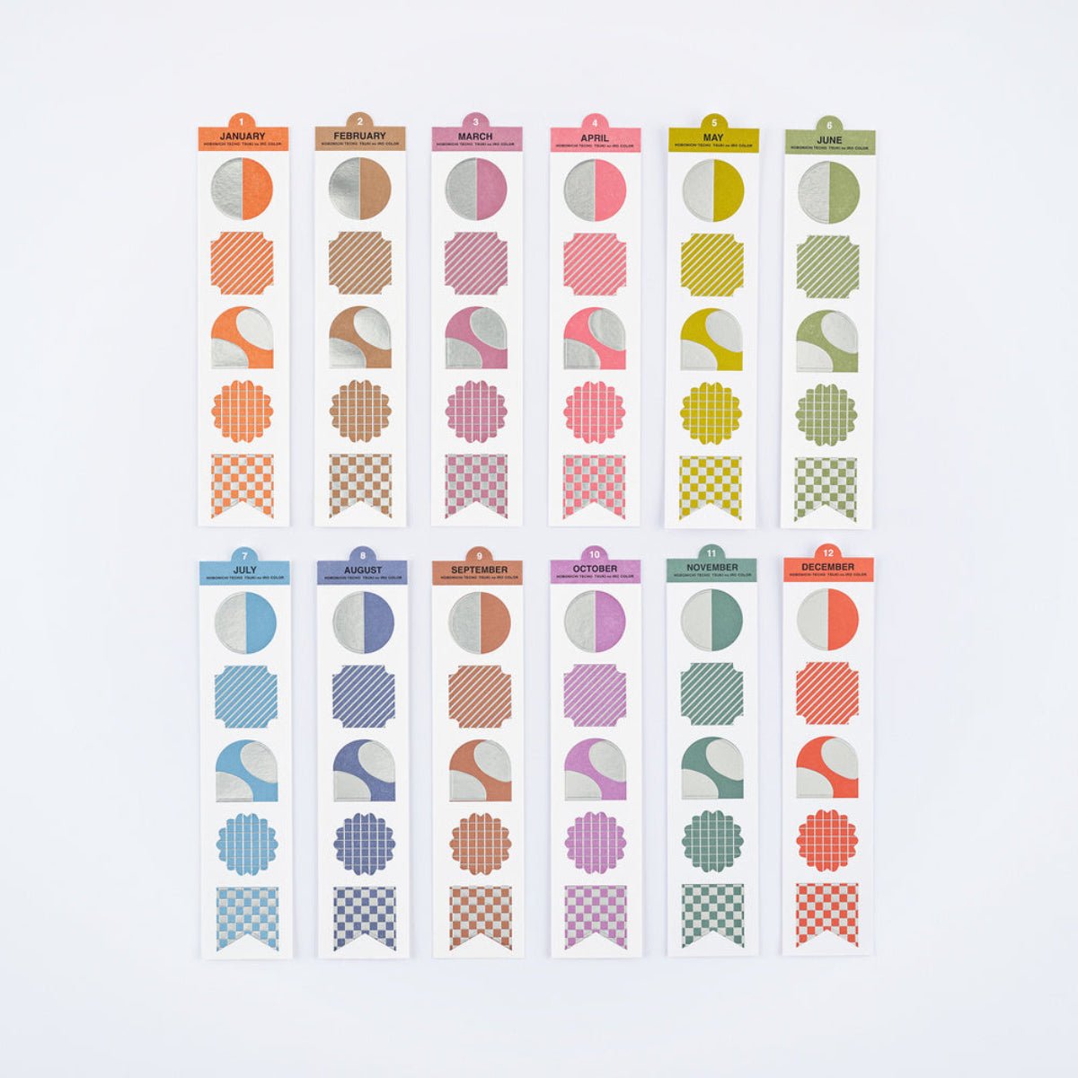 Hobonichi Bookmark-Style Foil-Pressed Stickers - TSUKI no IRO - Pen Boutique Ltd