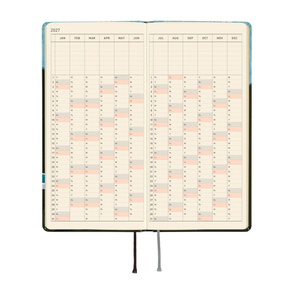 Hobonichi 2027 Light Hardcover Book - Hiroko Kubota: Meteor Shower in the Light Blue Forest - Tall & Slim (Weeks - January Start) - Pen Boutique Ltd
