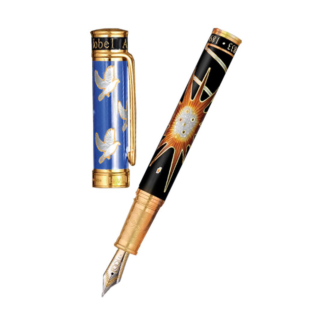 David Oscarson Alfred Bernhard Nobel Fountain Pen - Blue Gold w/ Black Barrel - Pen Boutique Ltd